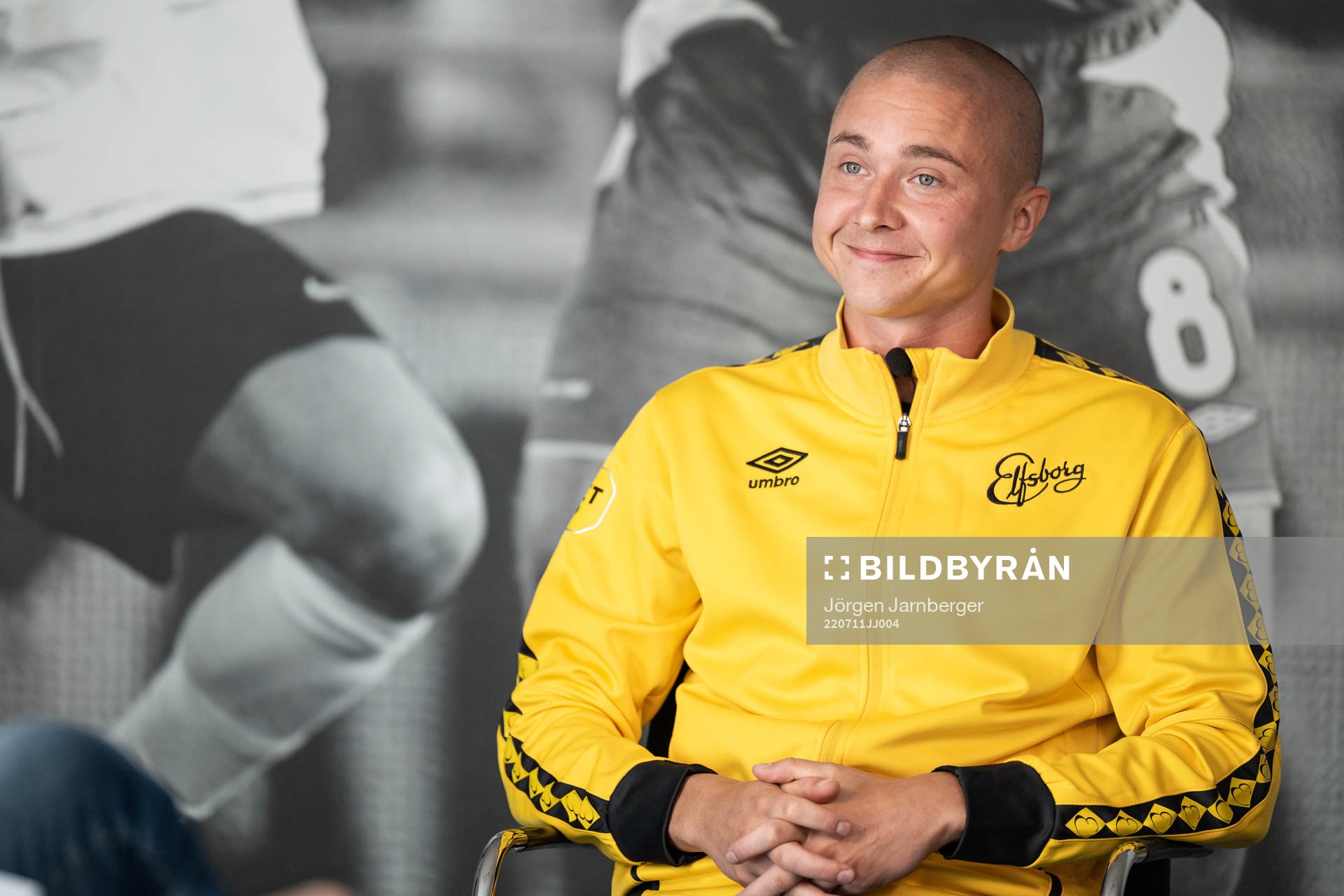 Elfsborgs nyförvärv Sebastian Holmén under intervju med Elfsborgs mediateam den 11 juli 2022 i Borås. 