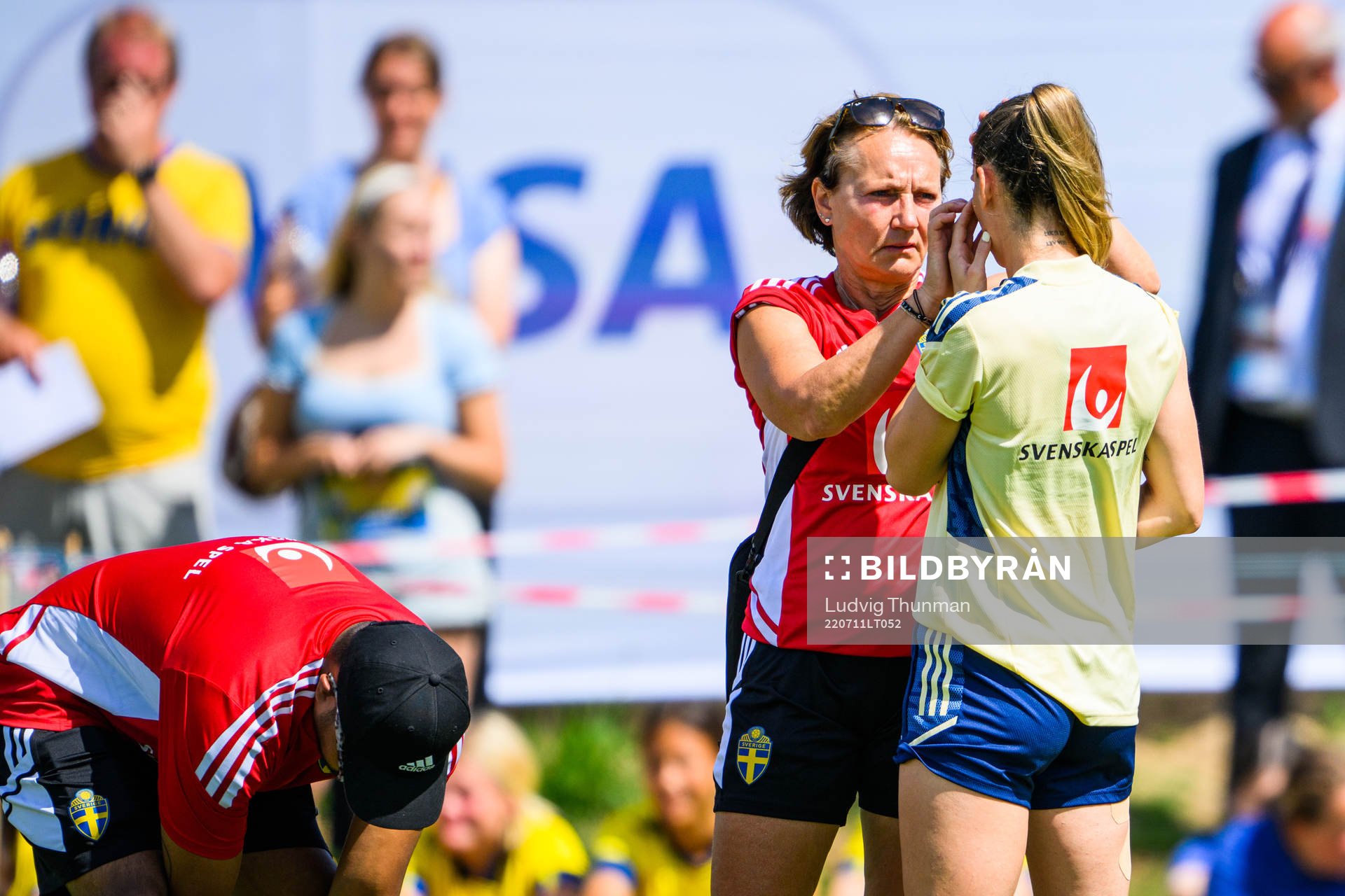 Kosovare Asllani and physio Annica Näsmark of the Swedish
