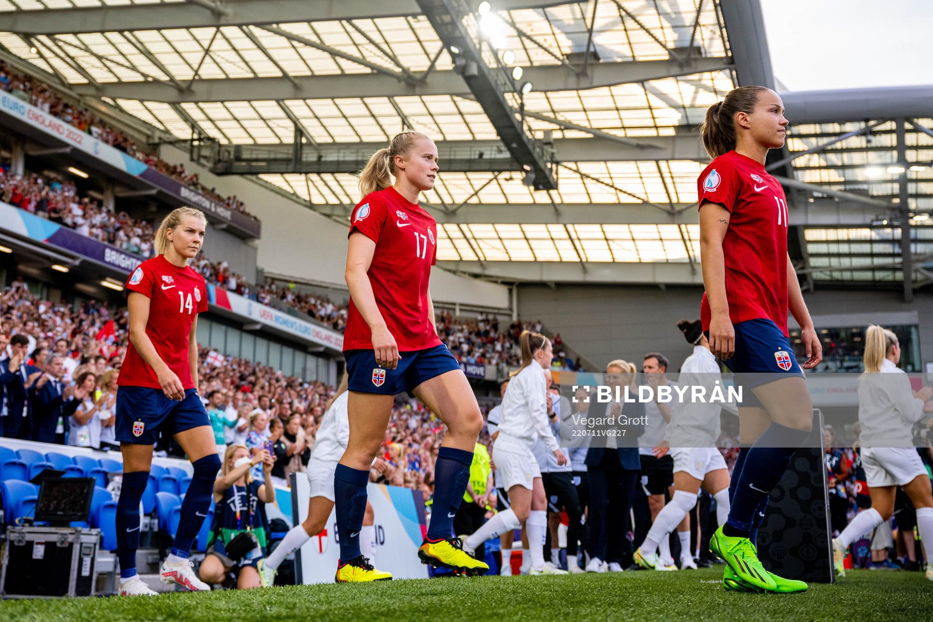 Ada Hegerberg, Julie Blakstad and Guro Reiten of Norway
