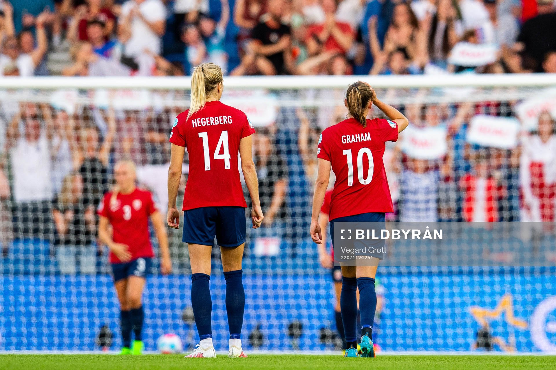 Ada Hegerberg and Caroline Graham Hansen of Norway look