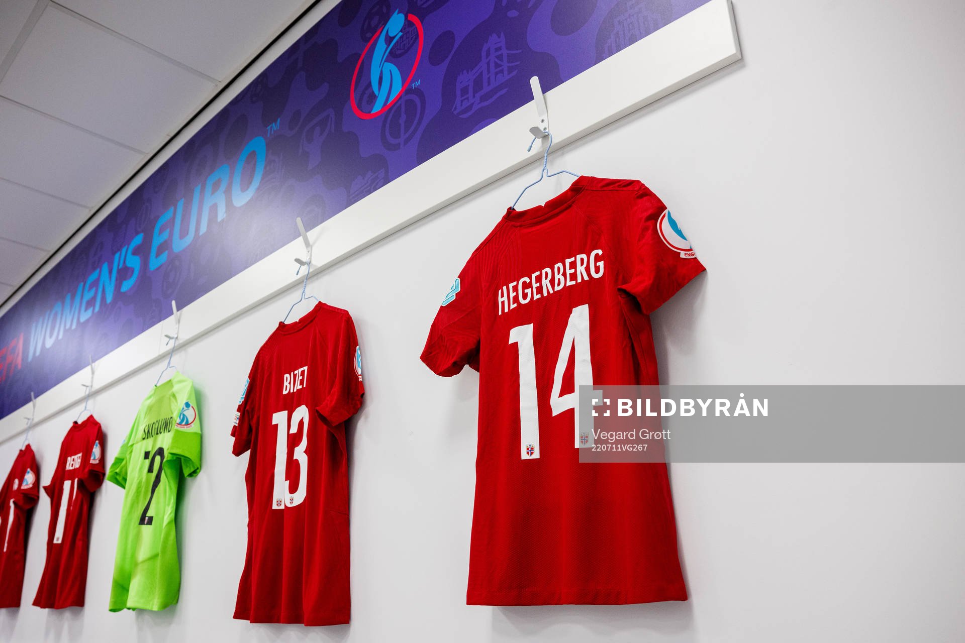 The kit of Ada Hegerberg of Norway in the dressing room ahead of the UEFA Women's Euro 2022 group stage match between England and Norway on July 11, 2022 in Brighton.