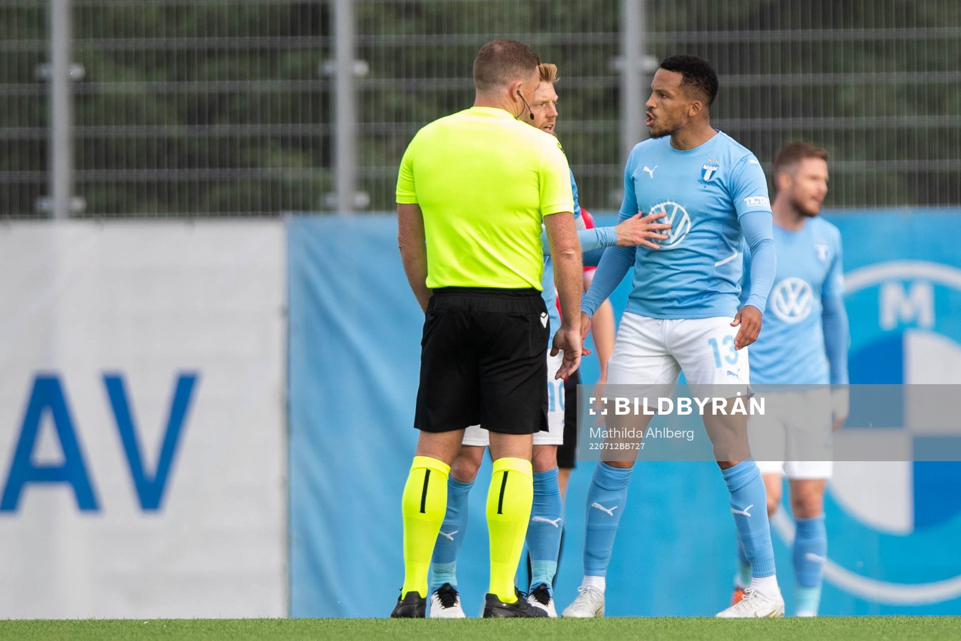 Martin Olsson of Malmö FF reacts to referee John Beaton
