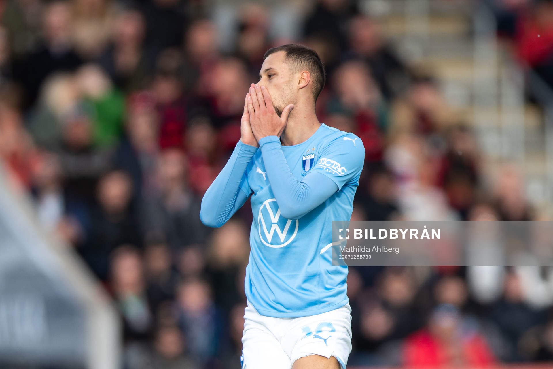 Veljko Birmancevic of Malmö FF looks dejected