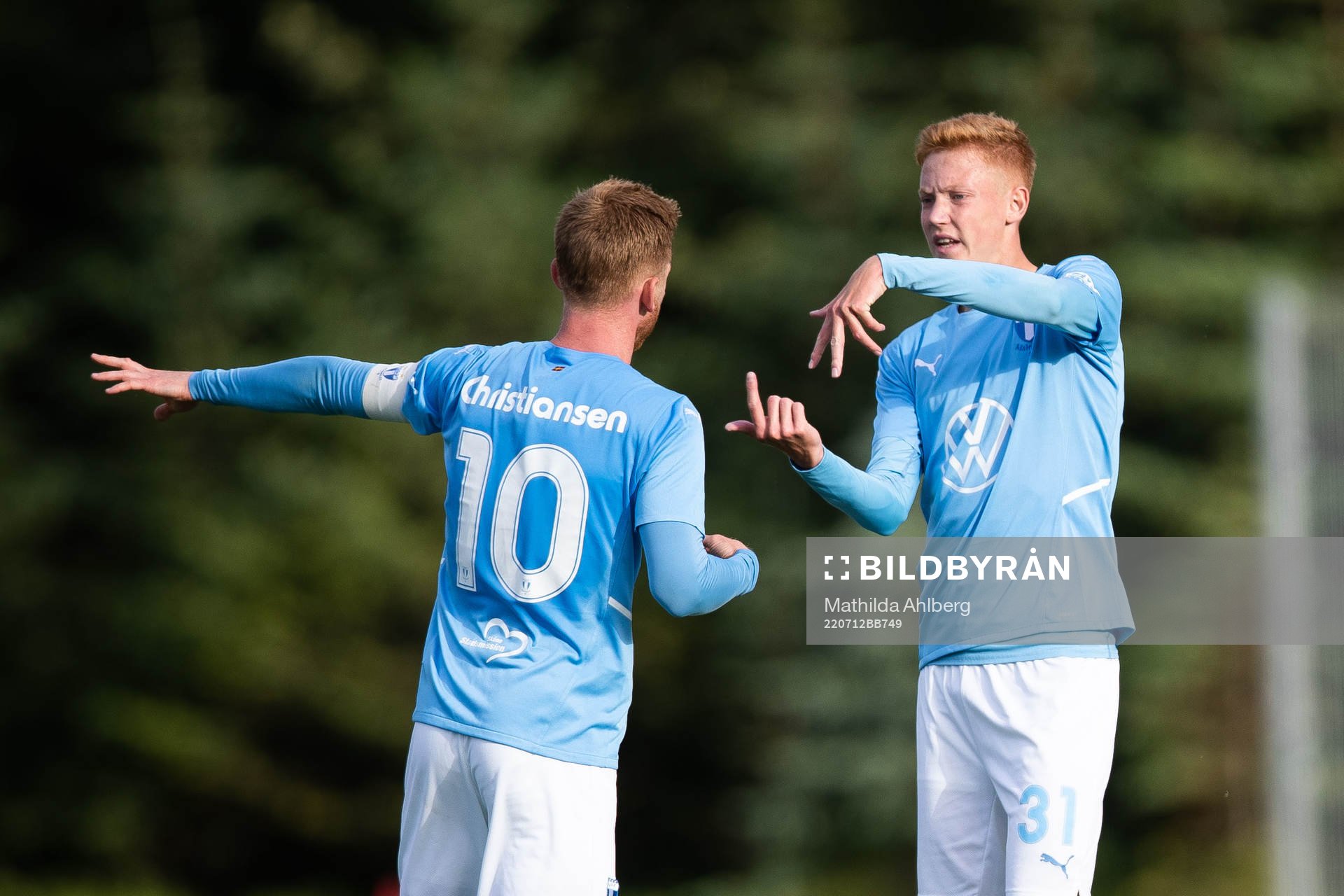 Anders Christiansen and Hugo Larsson of Malmö FF