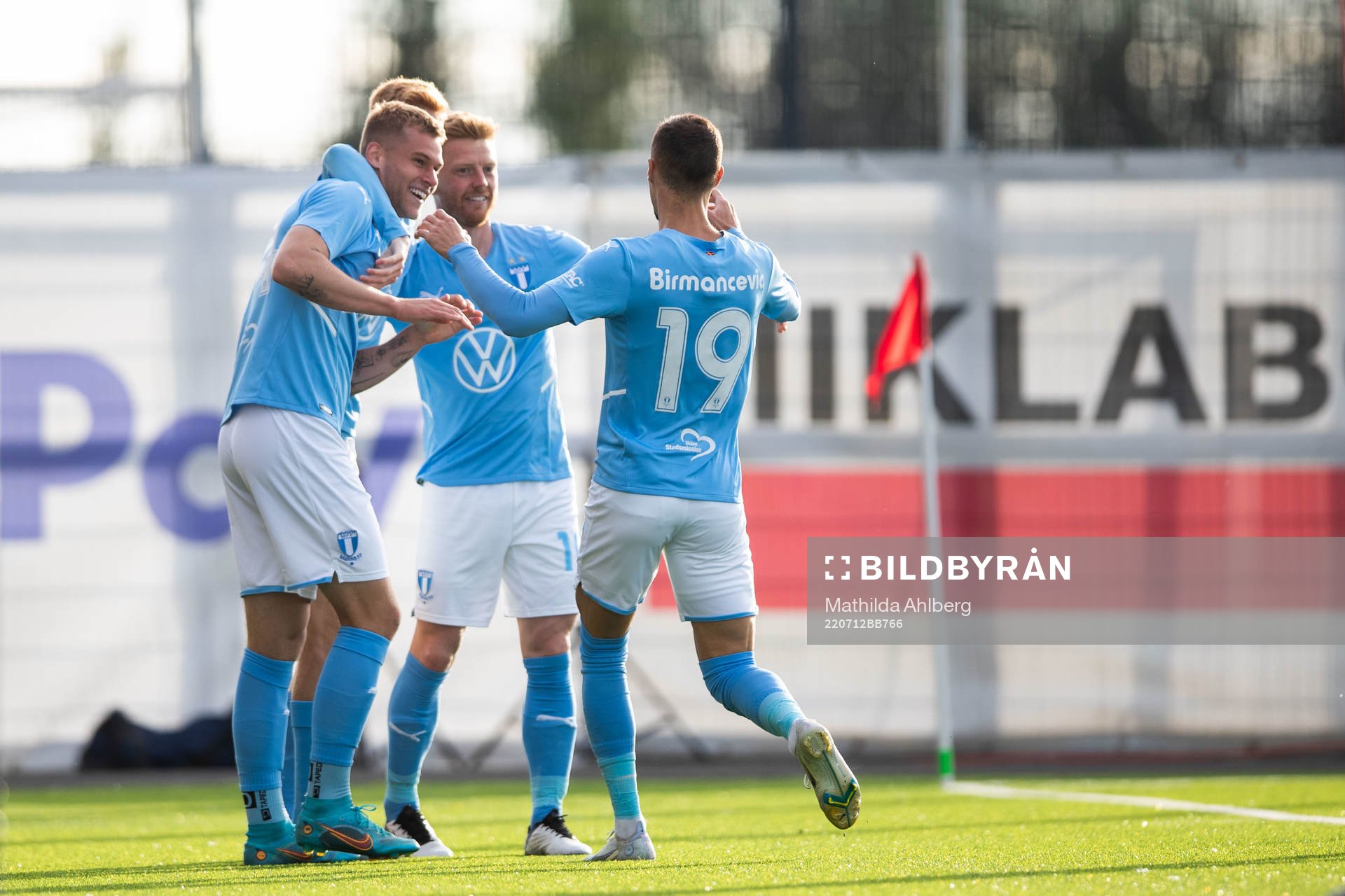 Felix Beijmo of Malmö FF celebrate with teammates