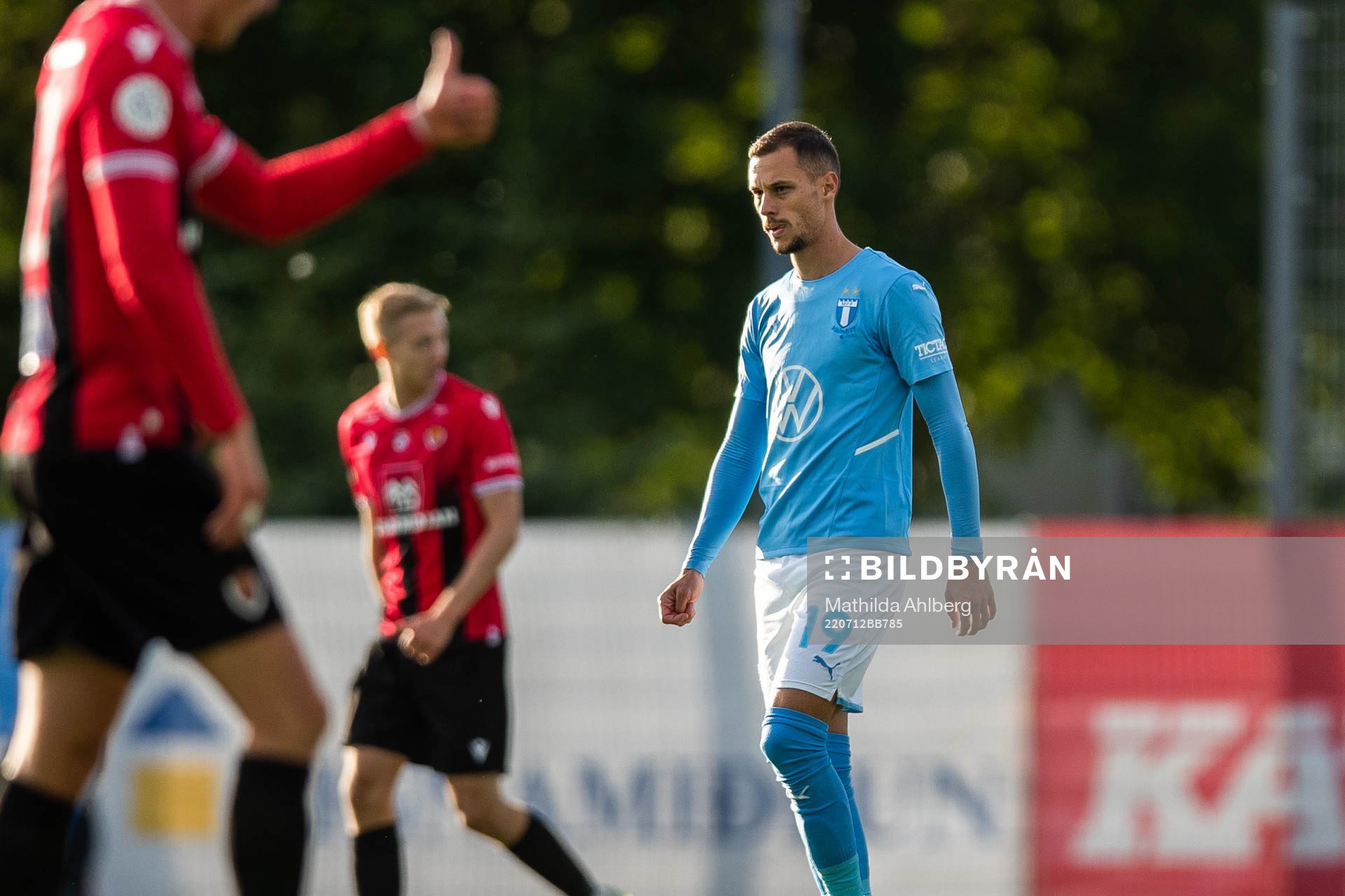 Veljko Birmancevic of Malmö FF looks dejected