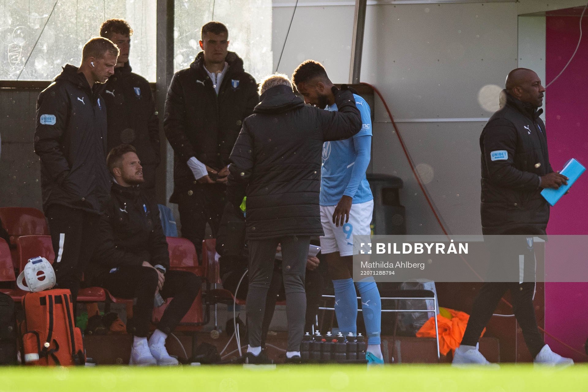 Isaac Kiese Thelin of Malmö FF receives medical assistance