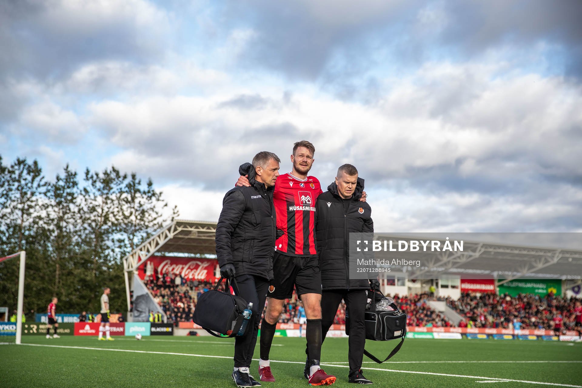 Halldor Smari Sigurdsson of Vikingur in pain