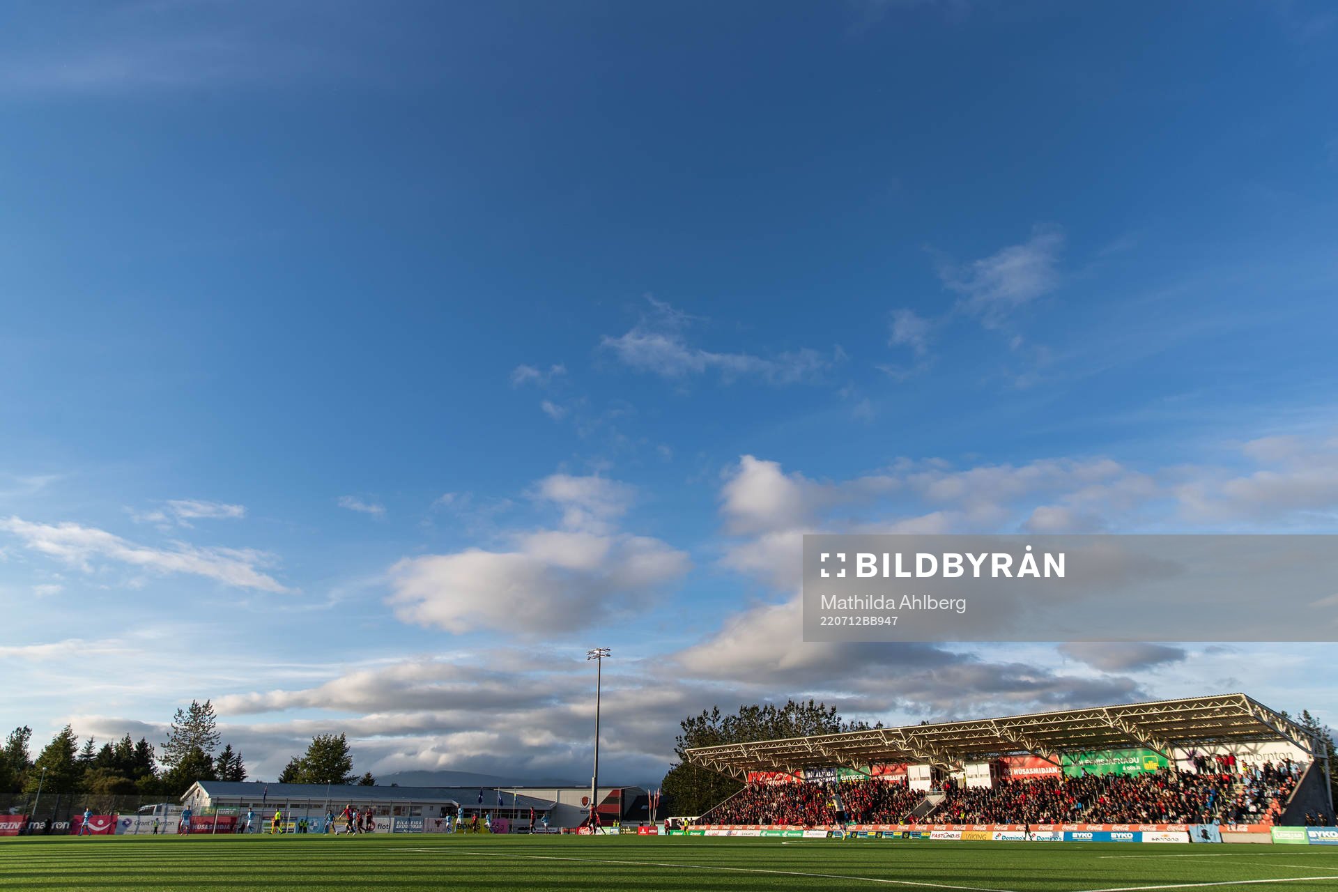 General view of Vikingsvöllur during the UEFA Champions League qualifying match between Vikingur and Malmö FF on July 12, 2022 in Reykjavik.