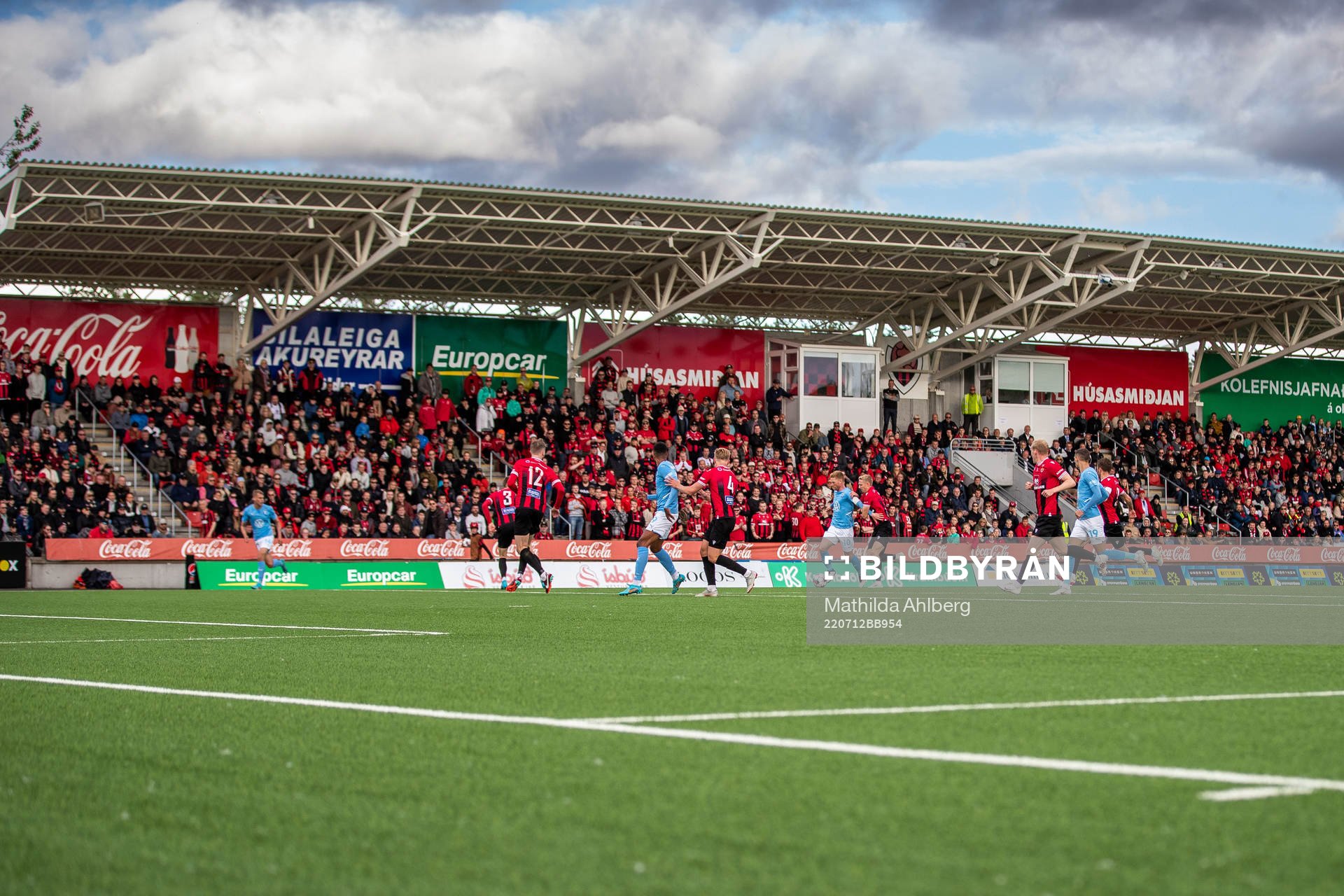 General view of Vikingsvöllur during the UEFA Champions League qualifying match between Vikingur and Malmö FF on July 12, 2022 in Reykjavik.