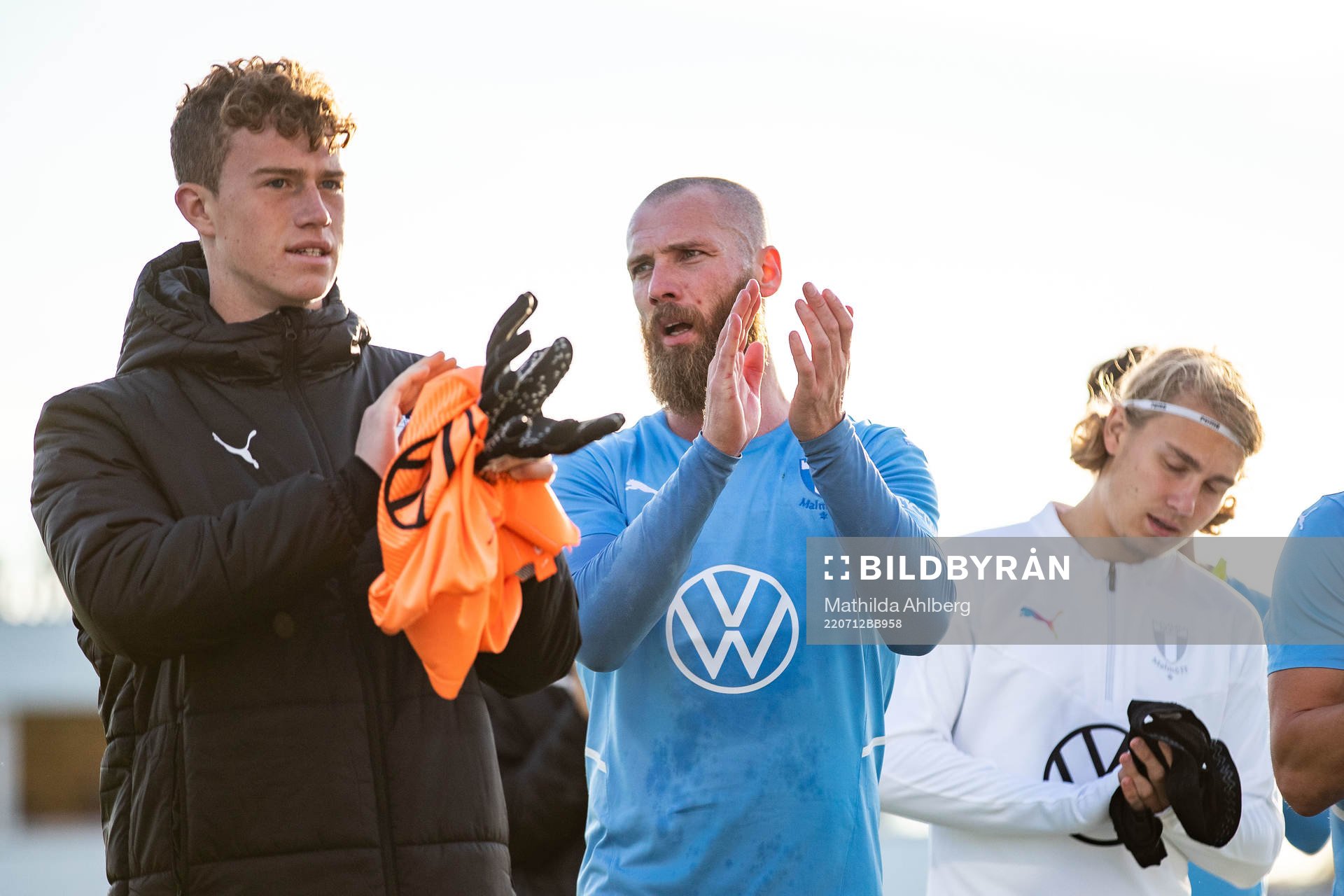 Goalkeeper Viktor Andersson and Jo Inge Berget of Malmö FF