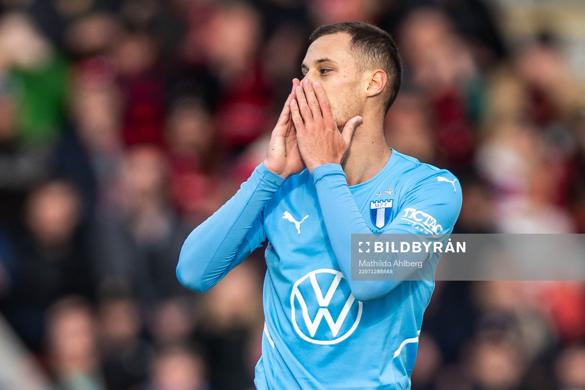 Veljko Birmancevic of Malmö FF looks dejected