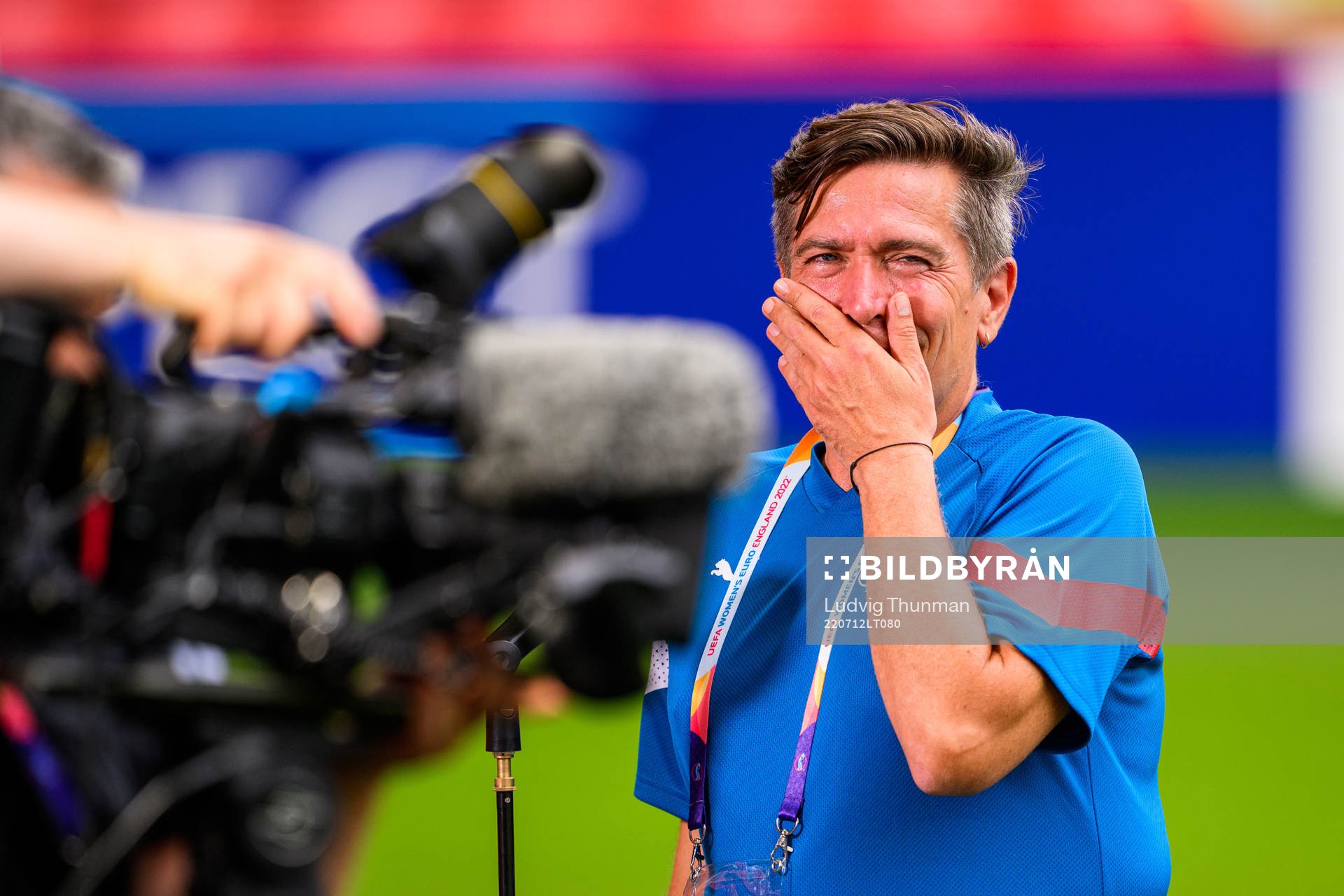 Head coach Nils Nielsen of the Swiss women's national football team ahead of a training session during the UEFA Women's Euro 2022 Championship on July 12, 2022 in Sheffield. 