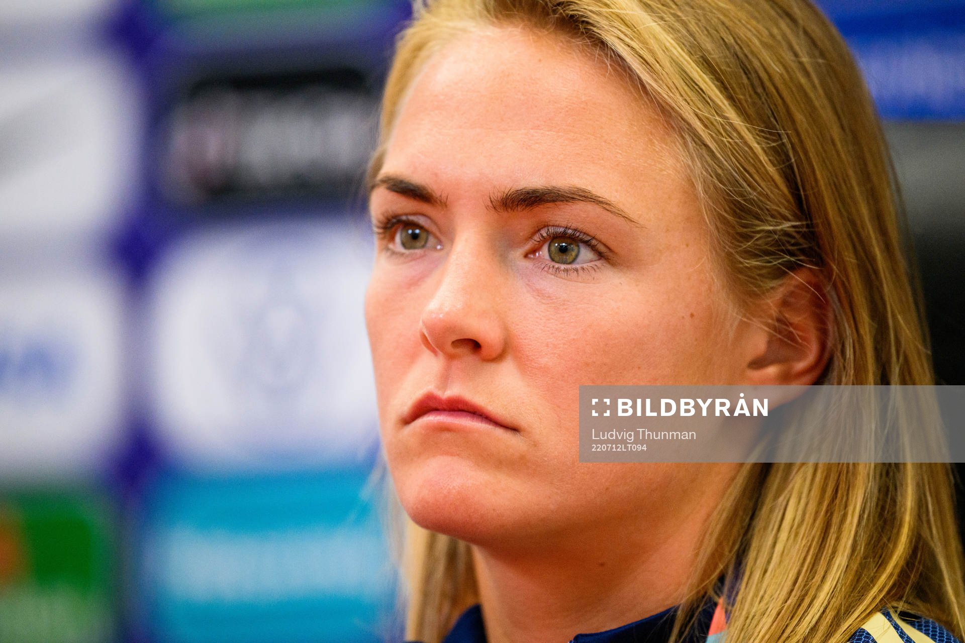Magdalena Eriksson of the Swedish women's national football team at a press conference during the UEFA Women's Euro 2022 Championship on July 12, 2022 in Sheffield.