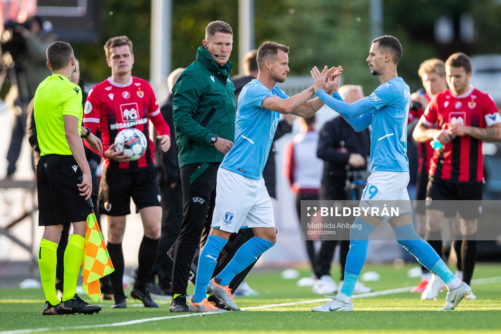 Eric Larsson and Veljko Birmancevic of Malmö FF