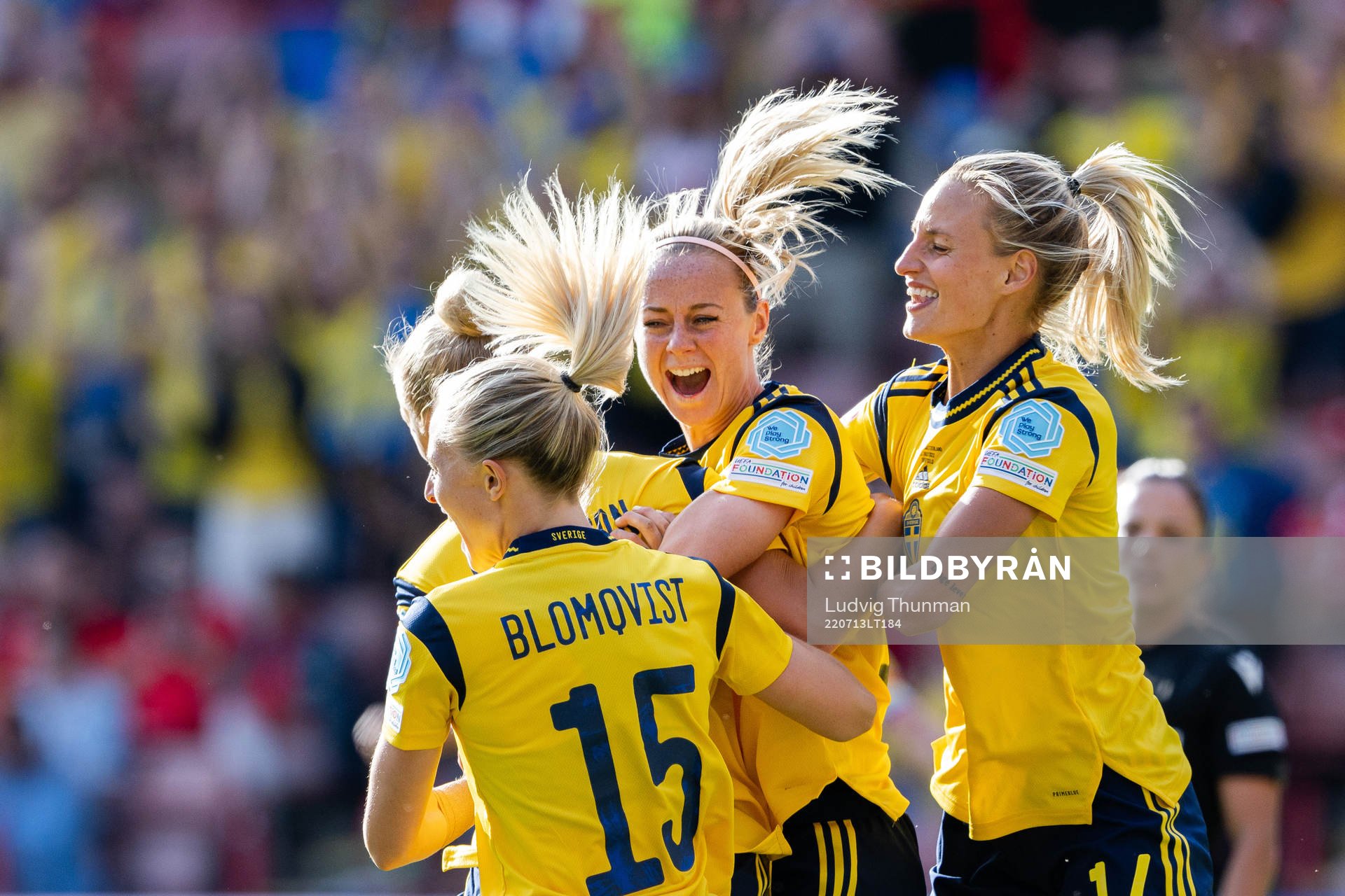 Players of Sweden celebrate with