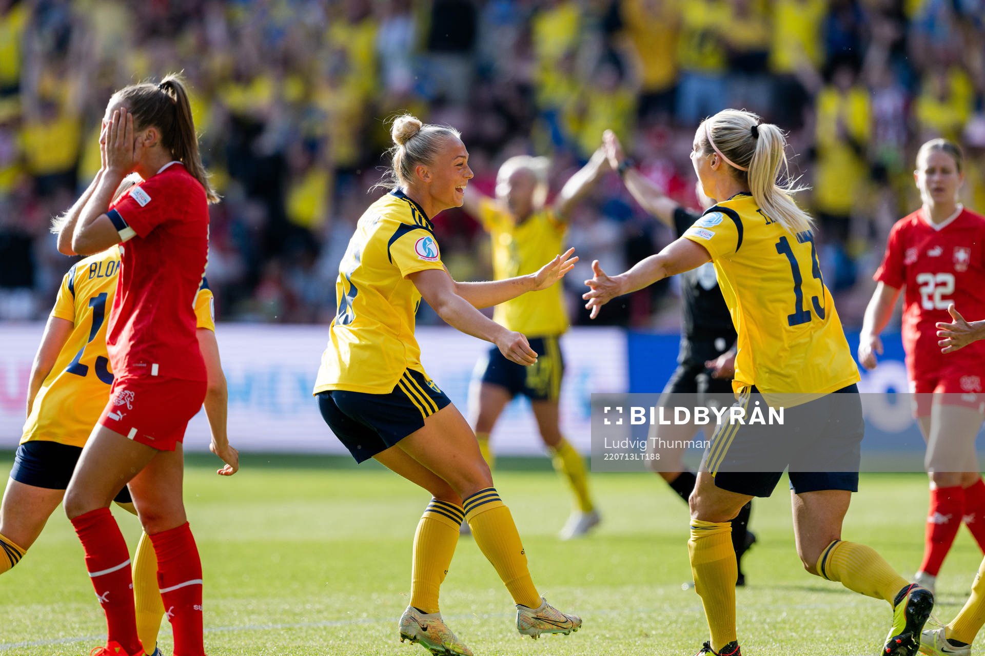 Hanna Bennison of Sweden celebrates the 2-1 goal