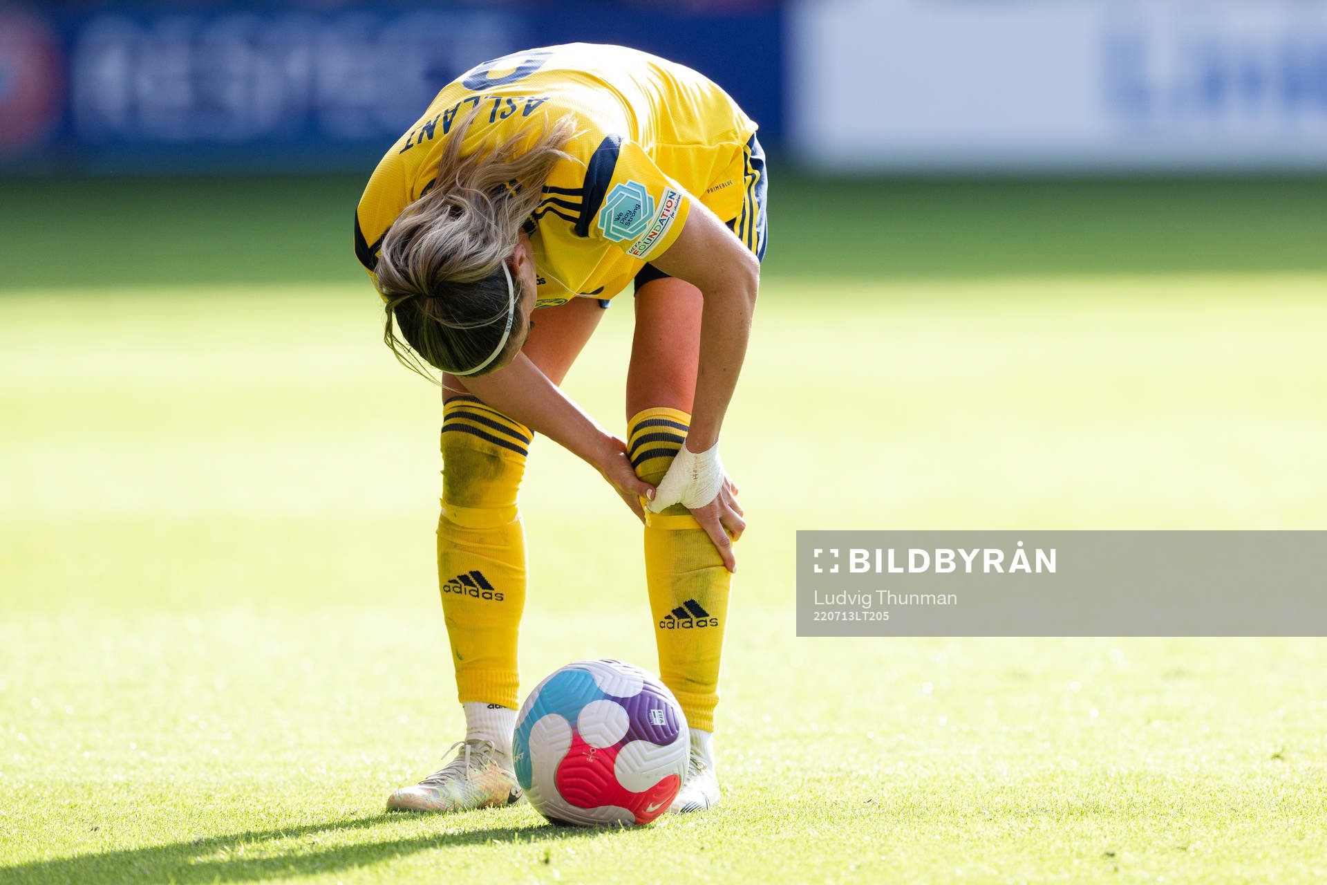 Kosovare Asllani of Sweden in pain