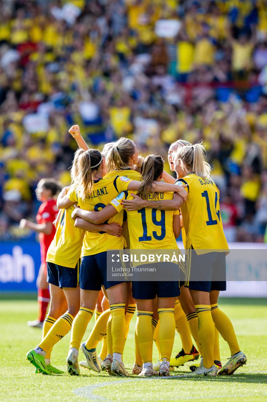 Players of Sweden celebrate the 2-1 goal