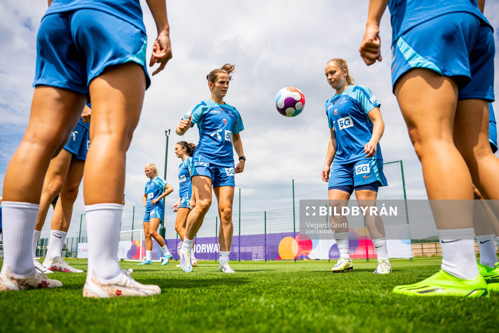 Tuva Hansen and goalkeeper Aurora Mikalsen of the Norwegian