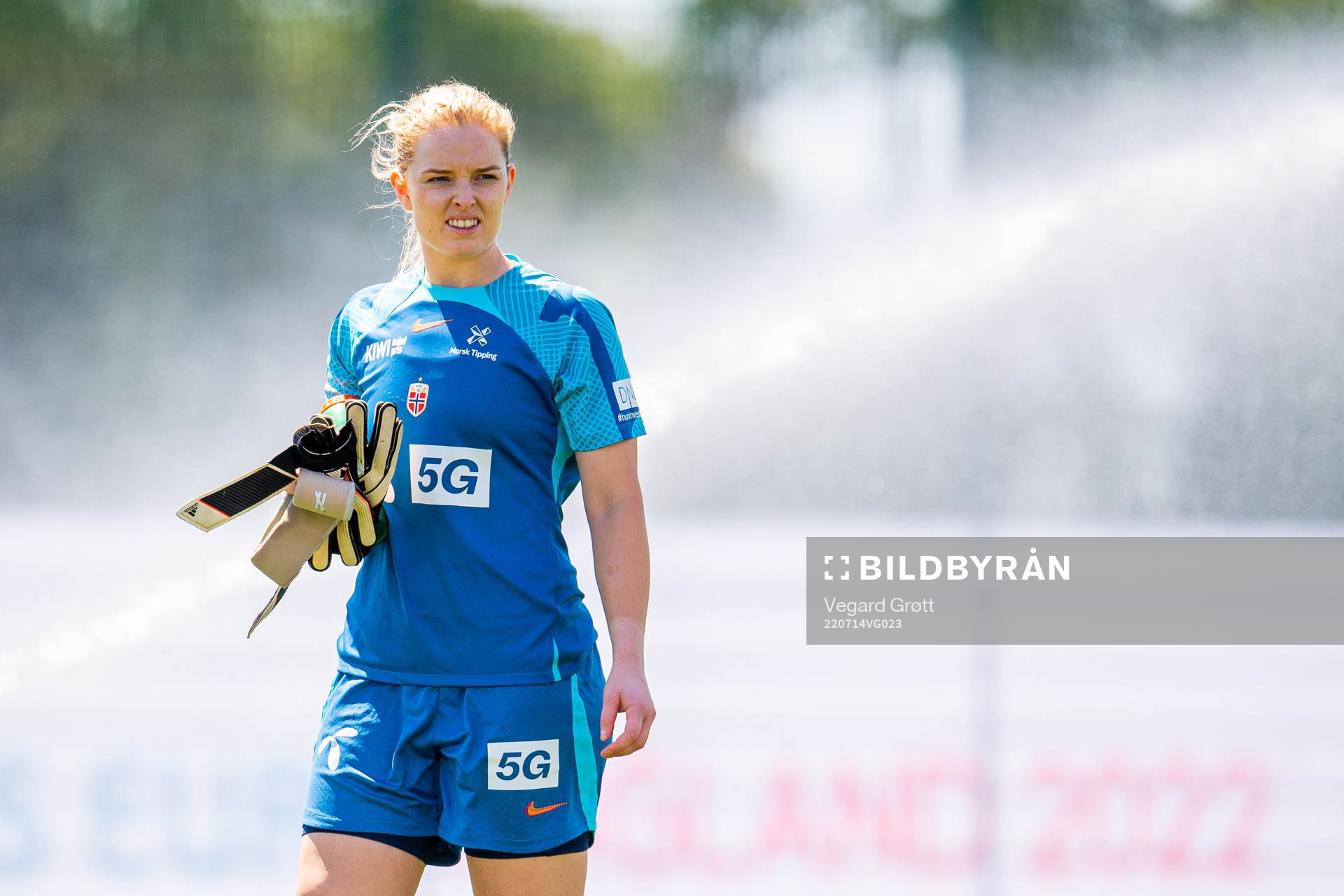 Goalkeeper Guro Pettersen of the Norwegian national