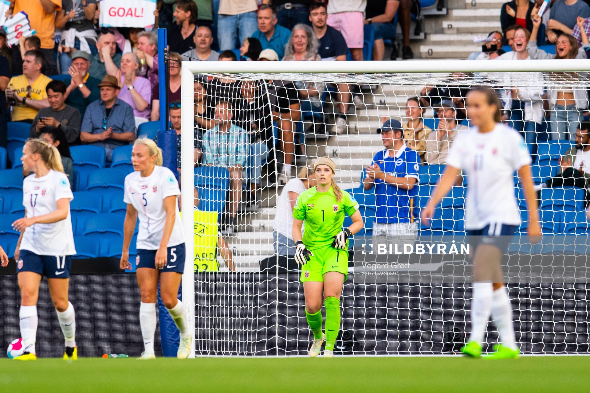 Goalkeeper Guro Pettersen of Norway looks dejected