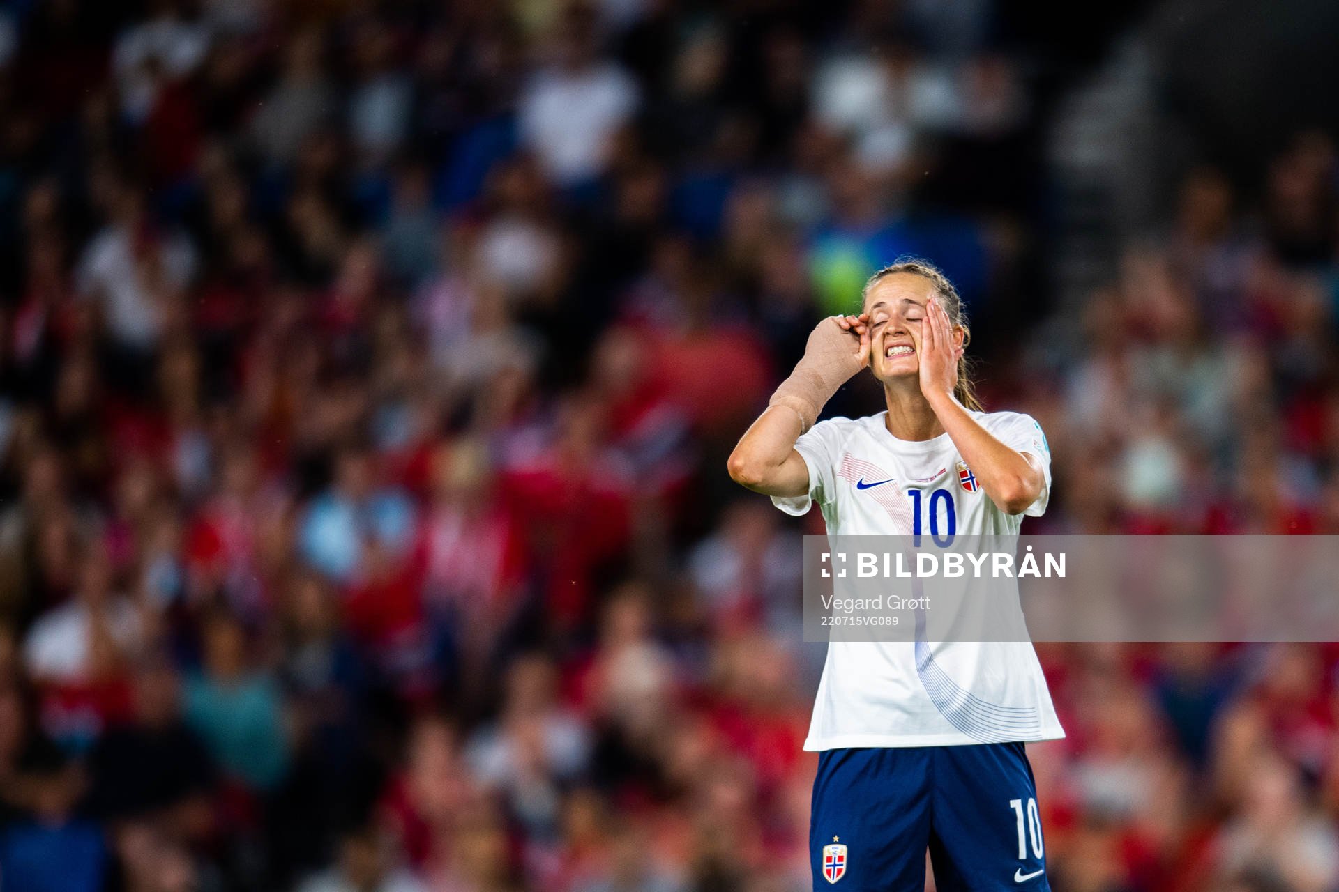 Caroline Graham Hansen of Norway looks dejected