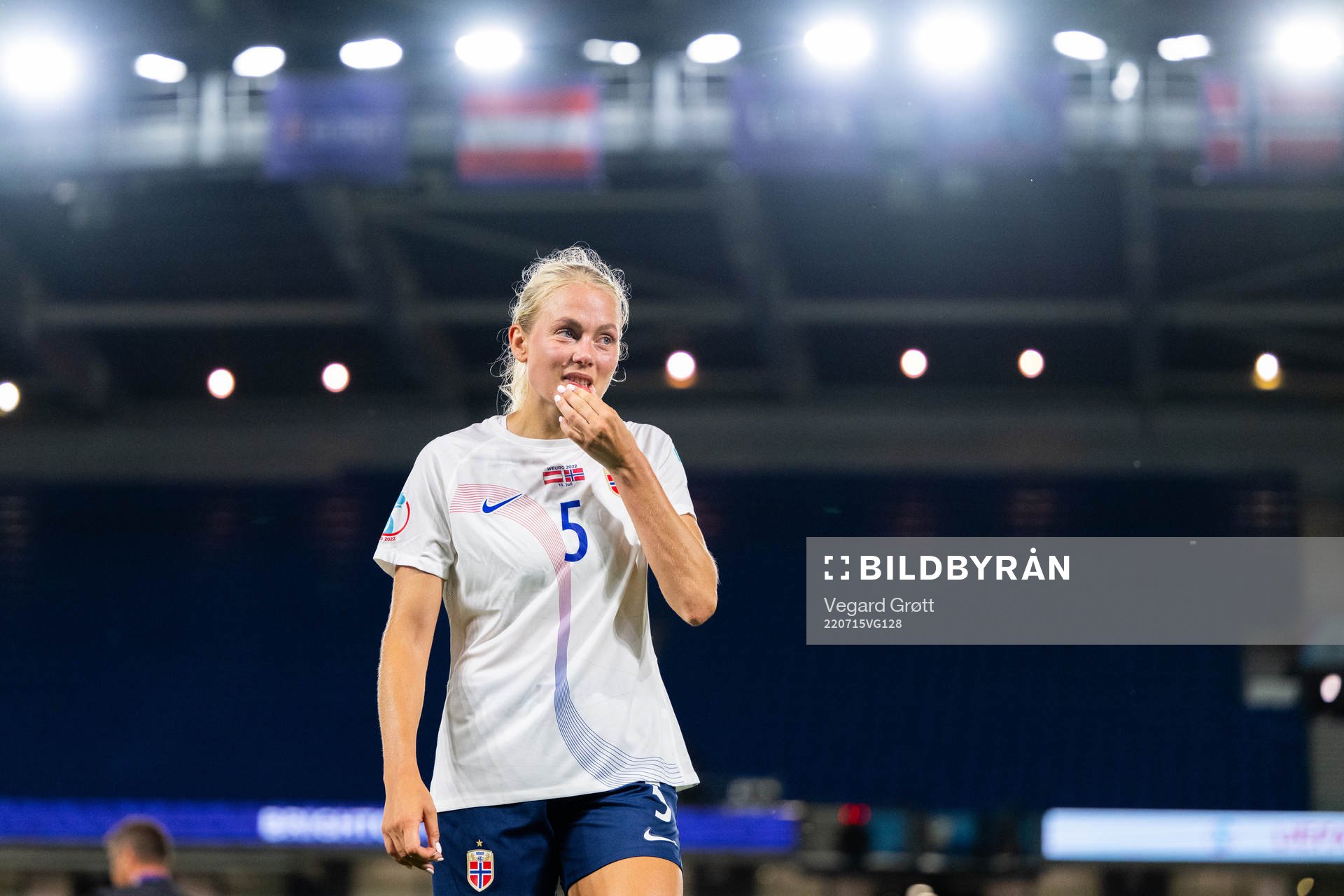 Guro Bergsvand of Norway looks dejected