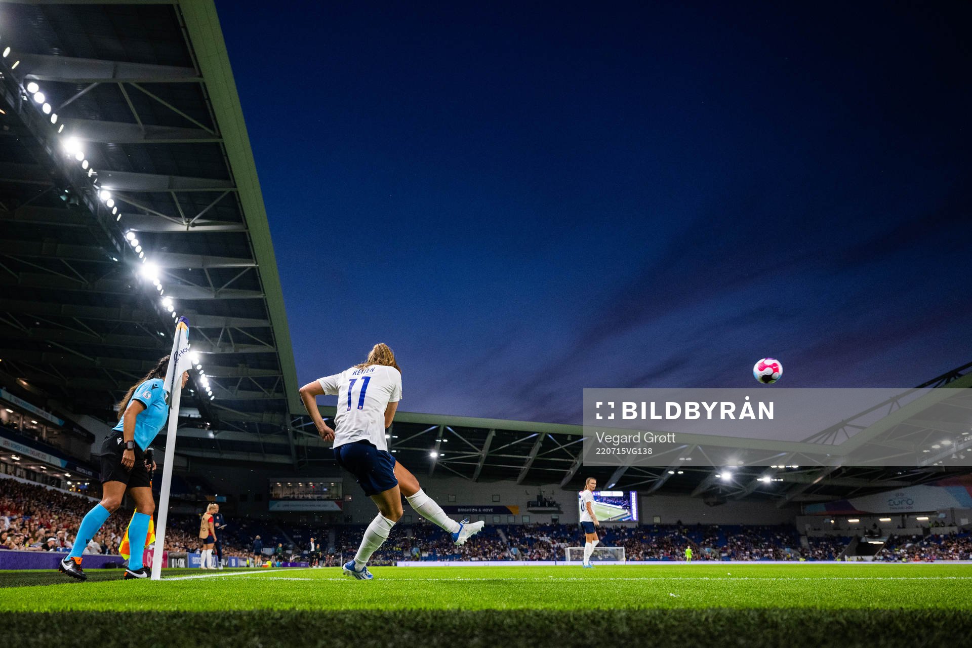 Guro Reiten of Norway during the UEFA Women's Euro 2022 group stage match between Austria and Norway on July 15, 2022 in Brighton. 
