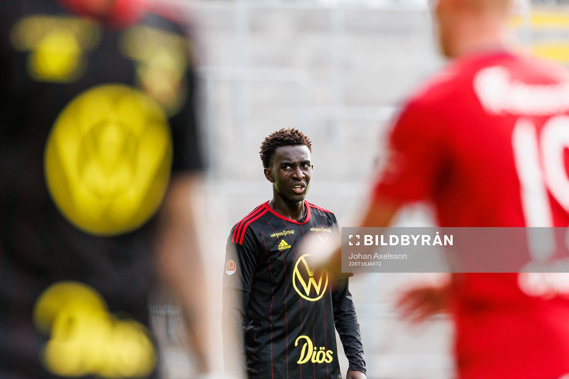 Östersunds Peter Amoran under fotbollsmatchen i Superettan mellan Östersund och Öster den 16 juli 2022 i Östersund. 