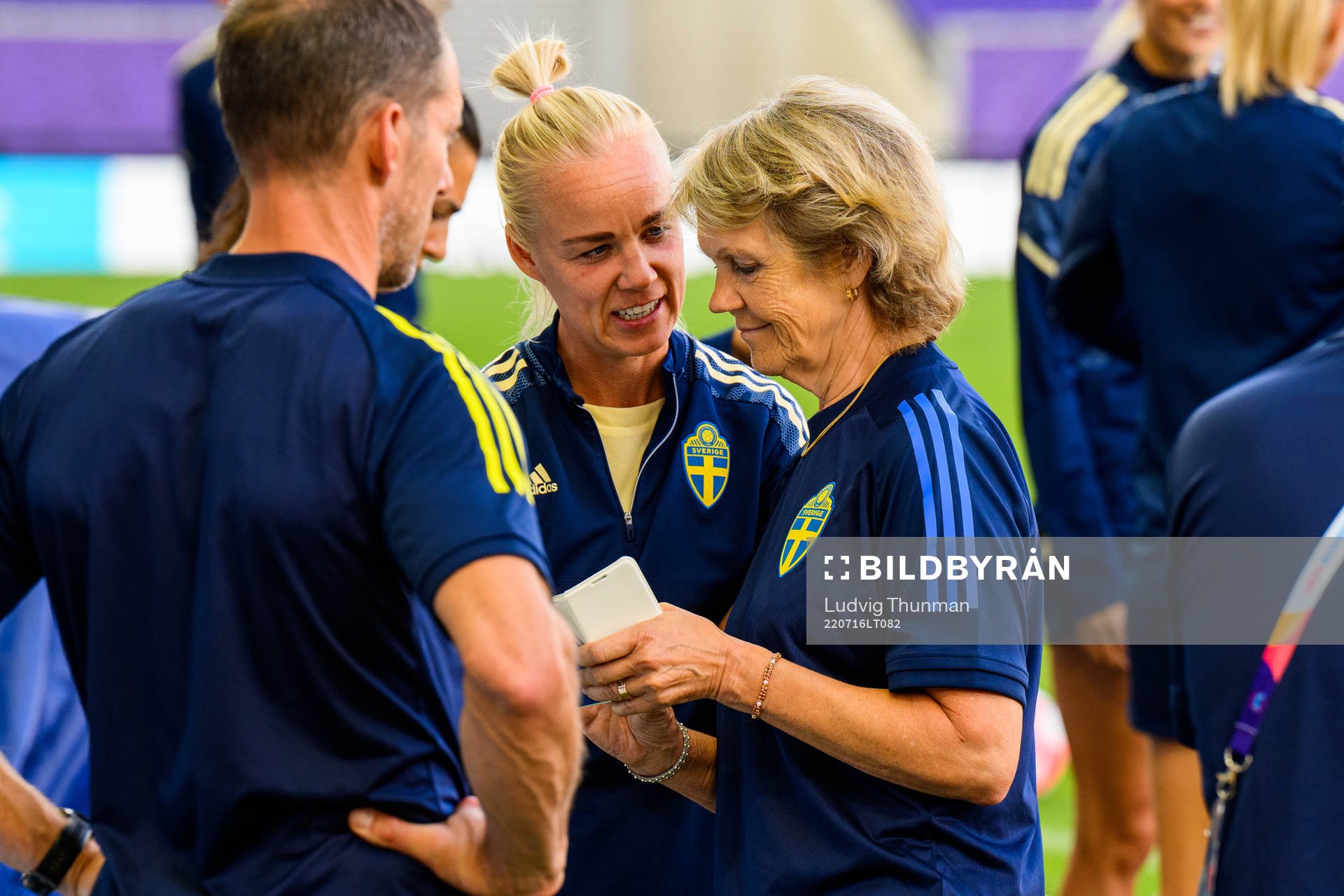 Caroline Seger and Kristina Forsblom, physio of the Swedish
