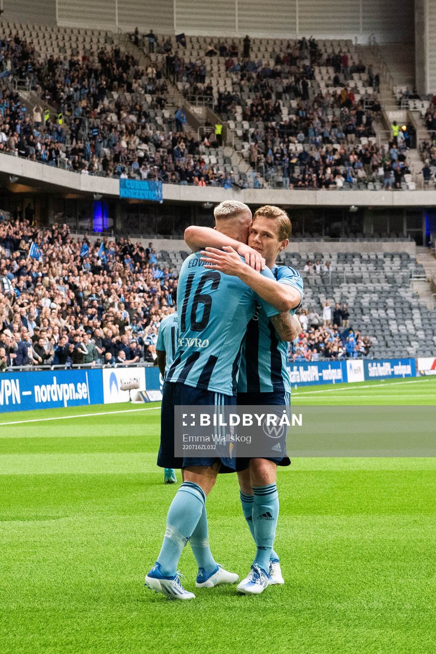Victor Edvardsen och Hampus Finndell jublar