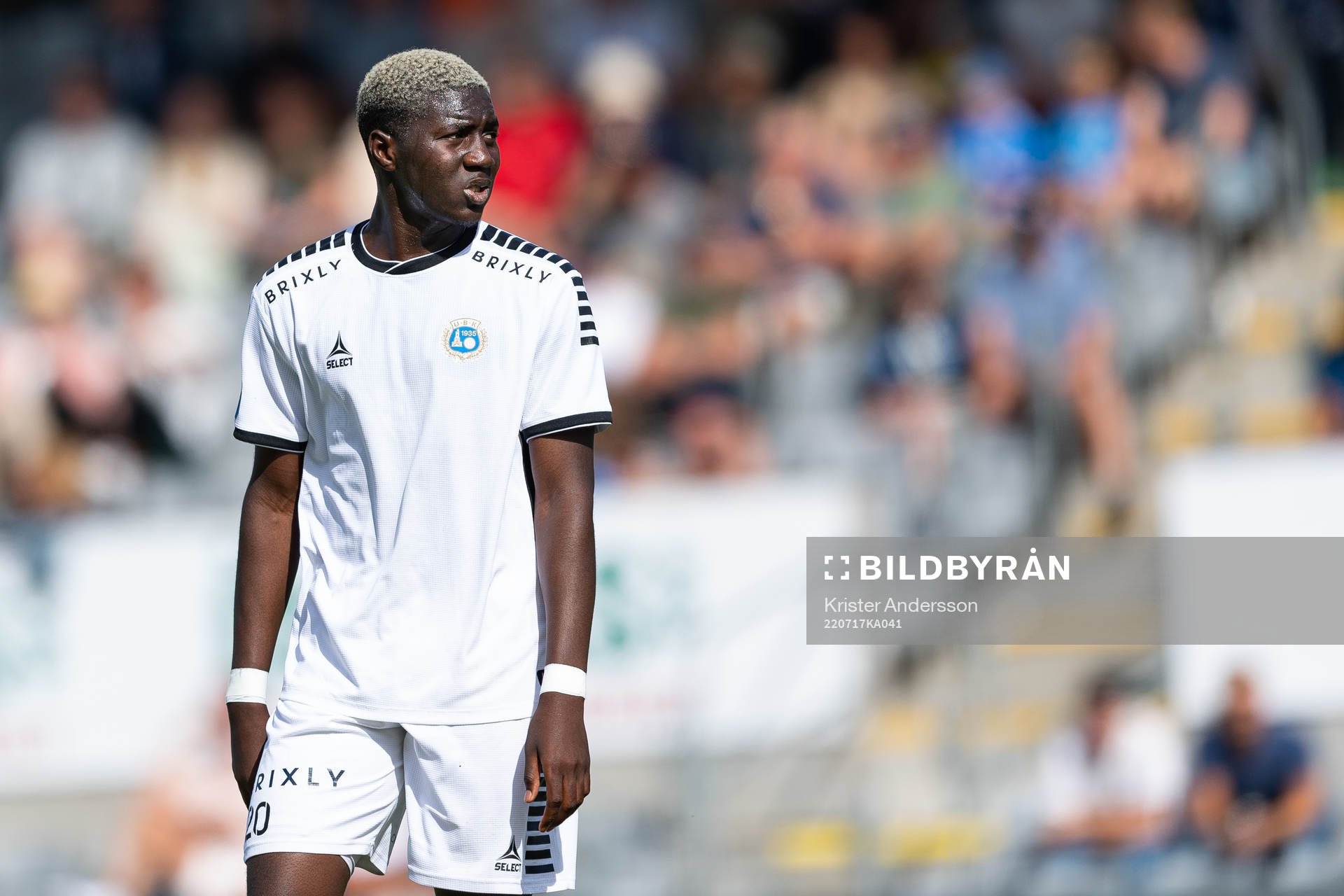 Utsiktens Diocounda Gory efter reducerat till 4-1 under fotbollsmatchen i Superettan mellan Halmstad och Utsikten den 17 juli 2022 i Halmstad.