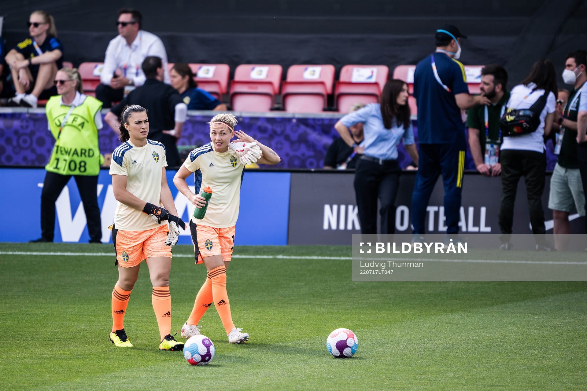 goalkeeper Zecira Musovic and goalkeeper Jennifer Falk of