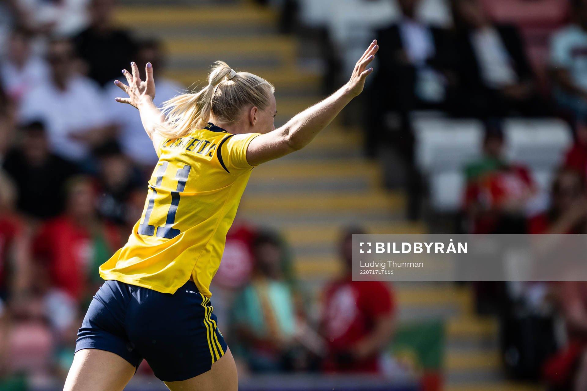 Stina Blackstenius of Sweden celebrates a disallowed goal