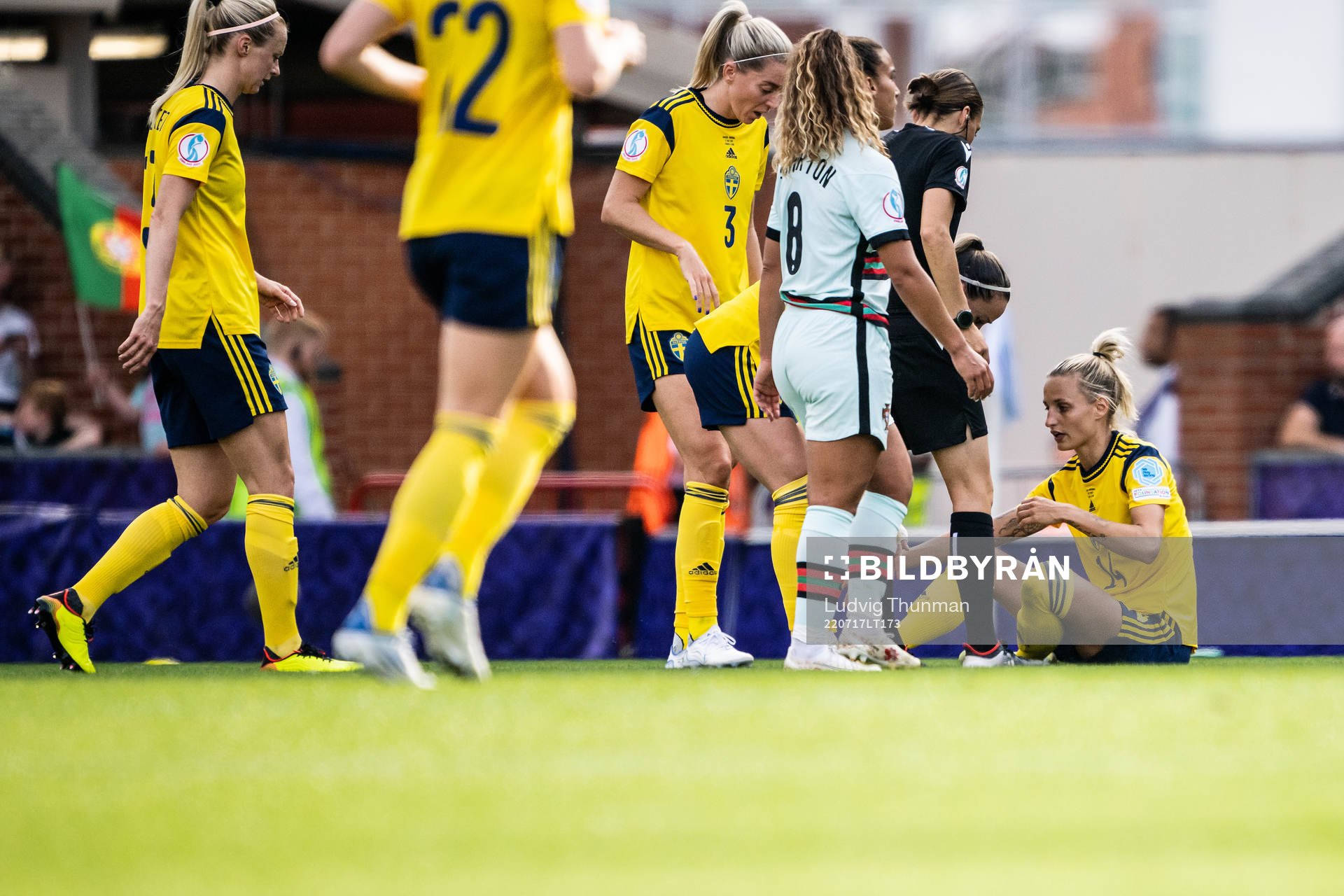 Nathalie Björn of Sweden in pain