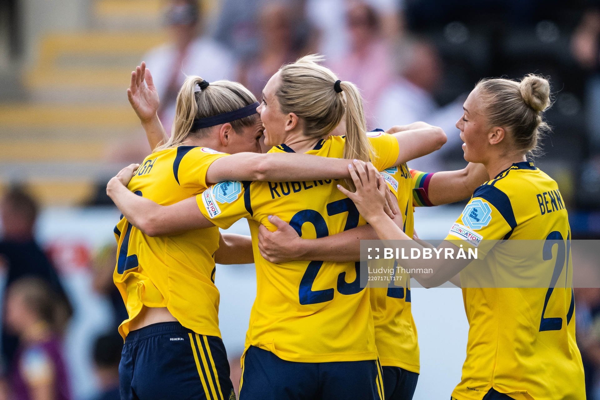 Stina Blackstenius of Sweden celebrates scoring 5-0