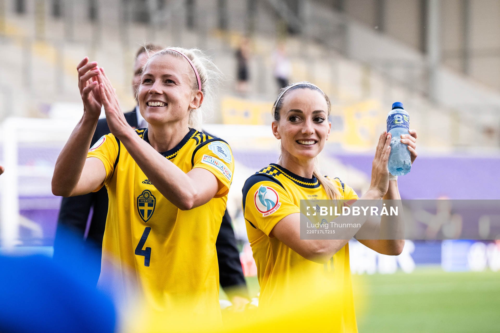 Hanna Glas and Kosovare Asllani of Sweden celebrate