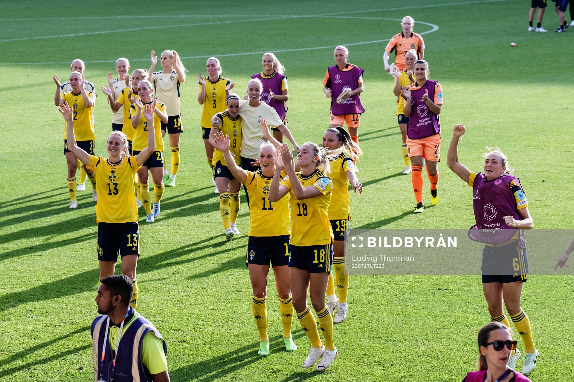 Players of Sweden celebrate