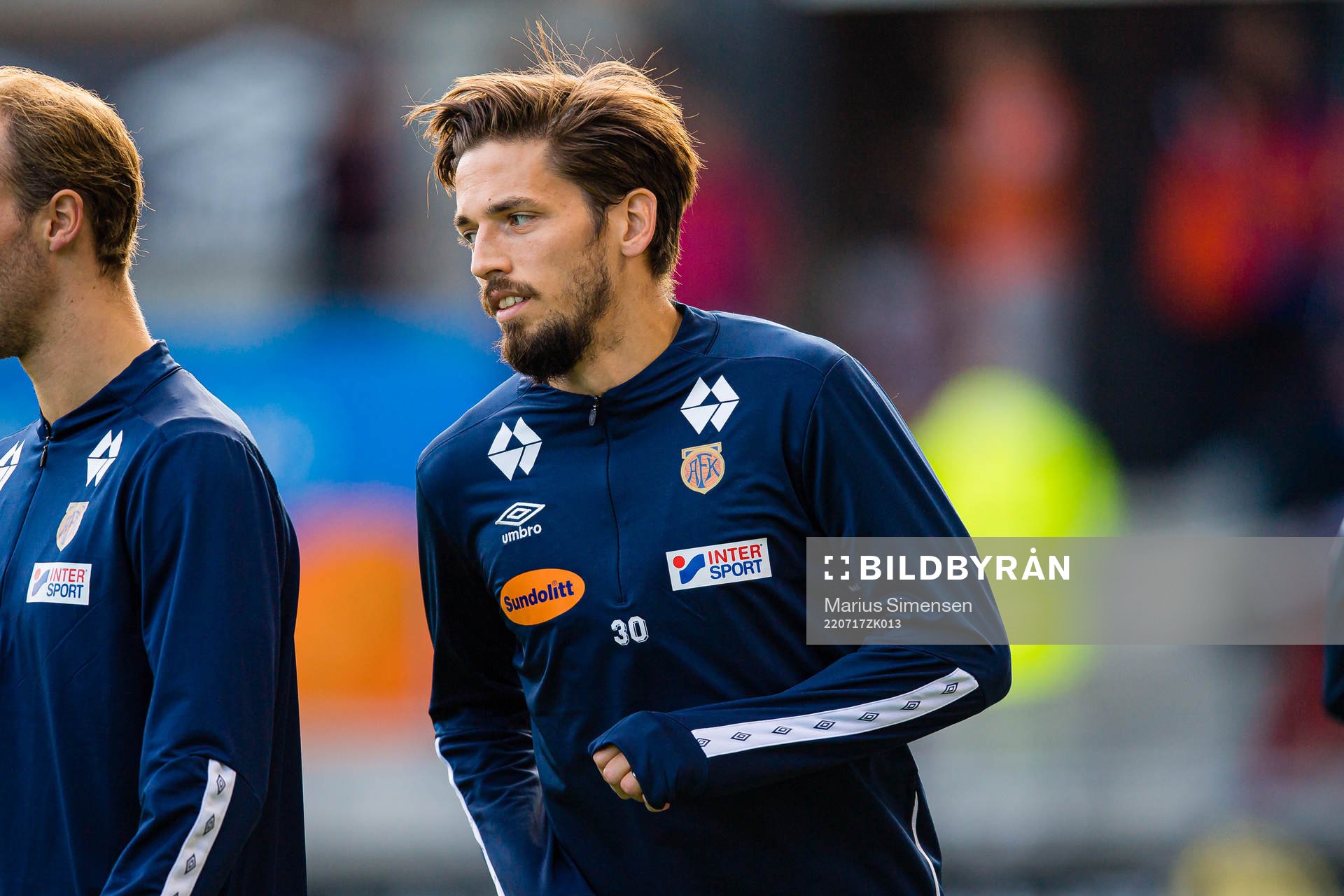 Alexander Juel Andersen of Aalesund warms up ahead of the Eliteserien match between Aalesund and Rosenborg on July 17, 2022 in Ålesund.