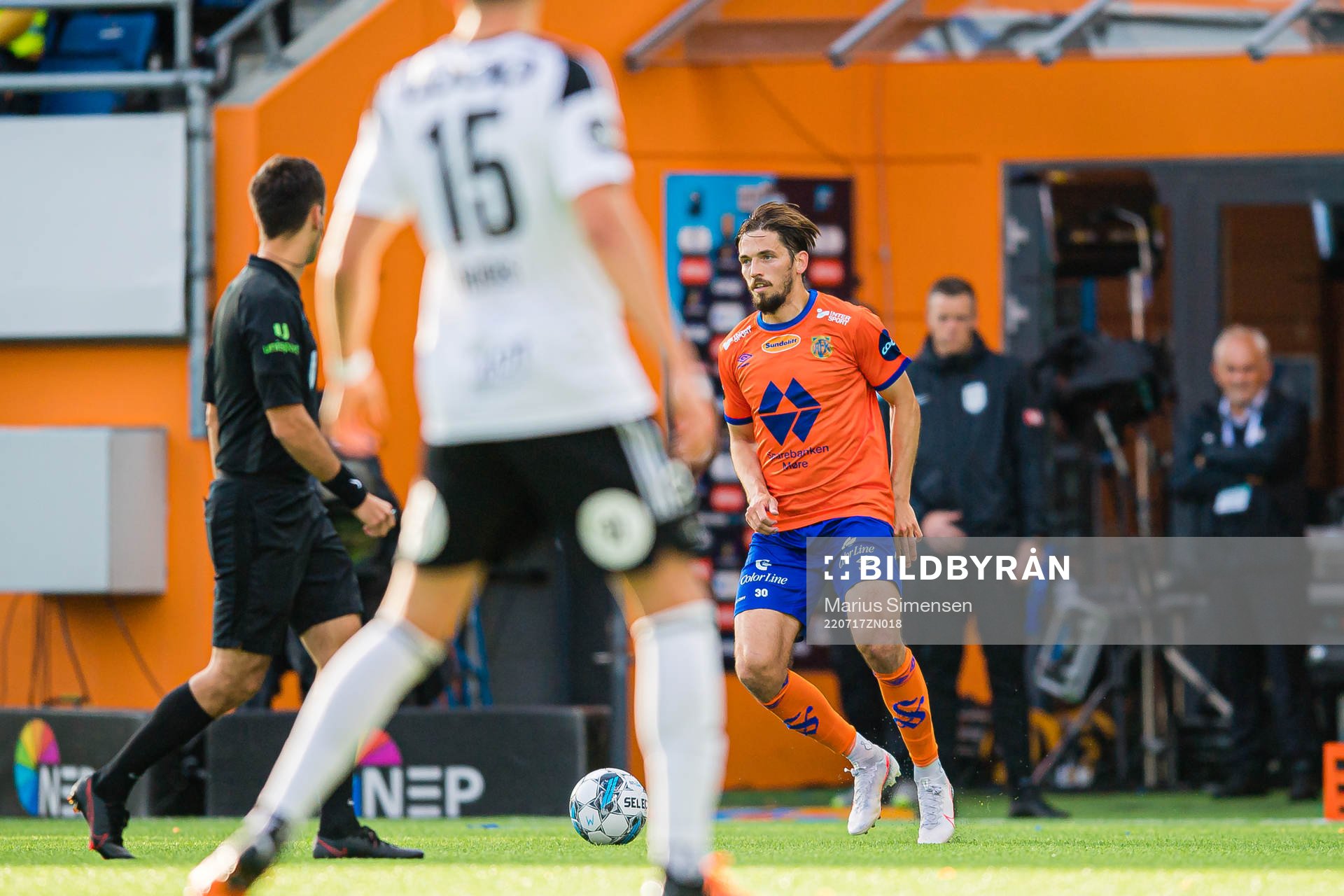Alexander Juel Andersen of Aalesund during the Eliteserien match between Aalesund and Rosenborg on July 17, 2022 in Ålesund.
