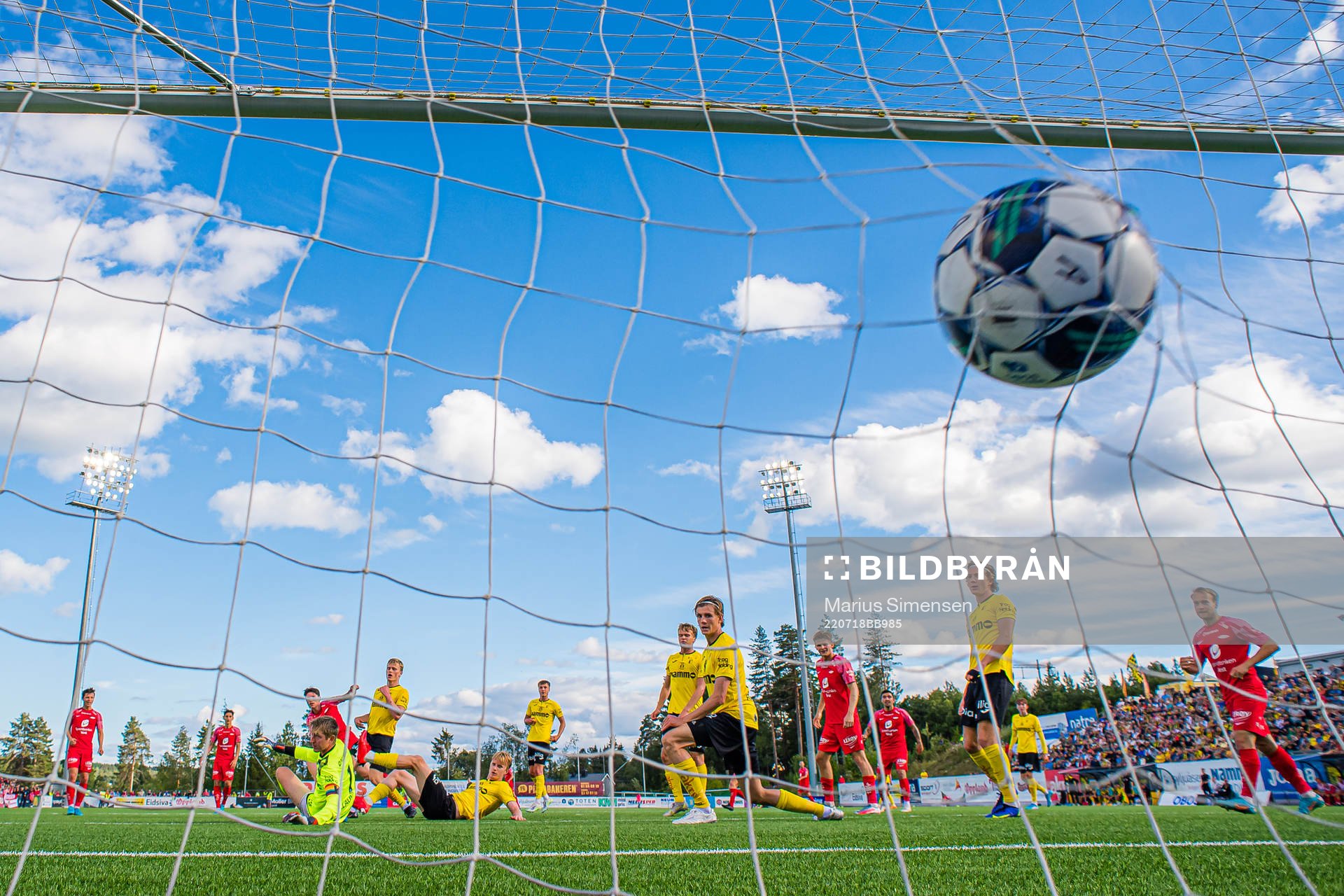 Kasper Holmboe Skaanes of Brann scores the 0-2 goal during the OBOS-ligaen match between Raufoss and Brann on July 18, 2022 in Raufoss.