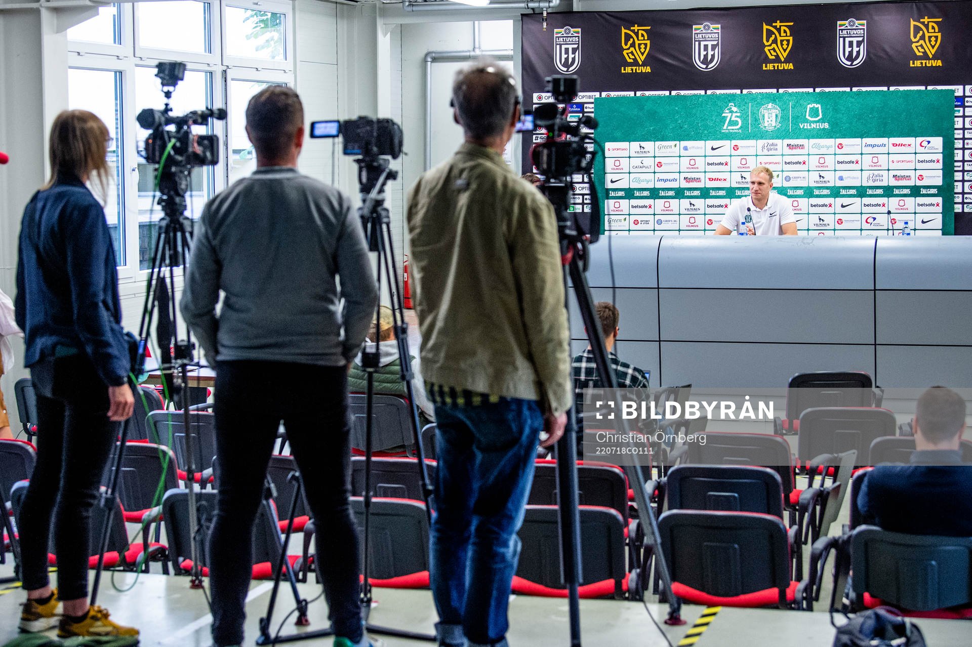 Goalkeeper Edvinas Gertmonas during a press conference with FK Zalgiris on July 18, 2022 in Vilnius. 