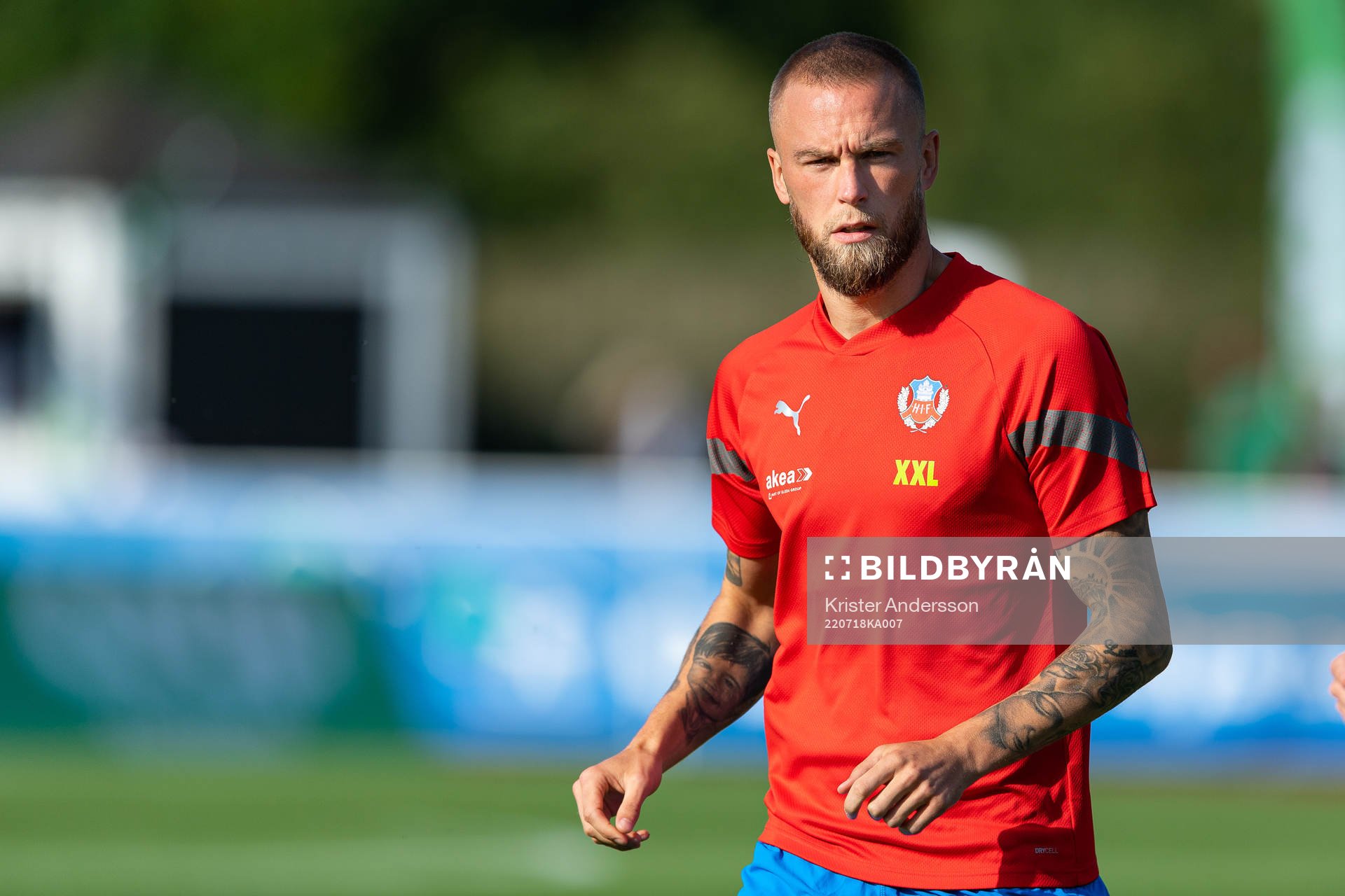 Helsingborgs Alexander Faltsetas före fotbollsmatchen i