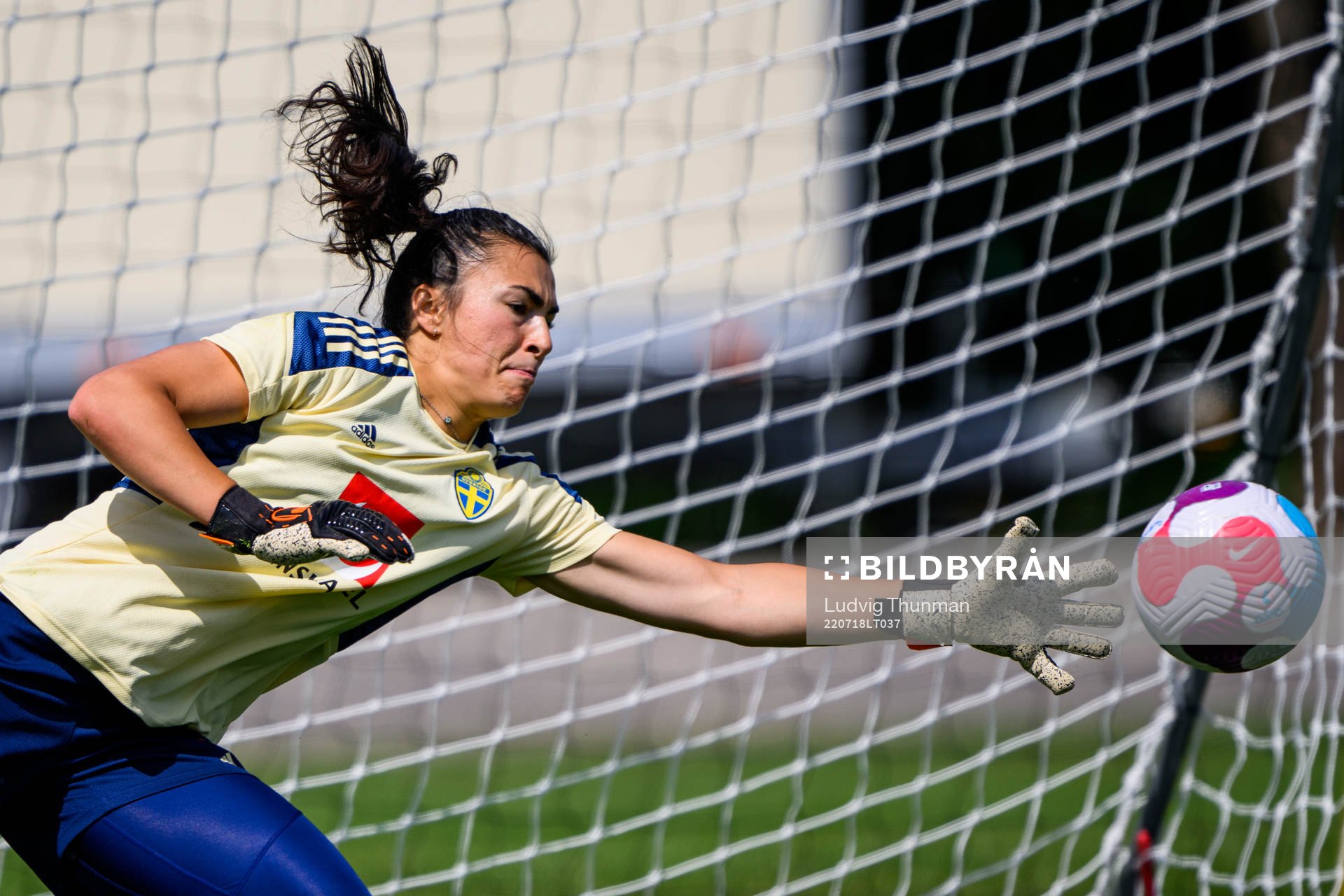 Goalkeeper Zecira Musovic of the Swedish women's national