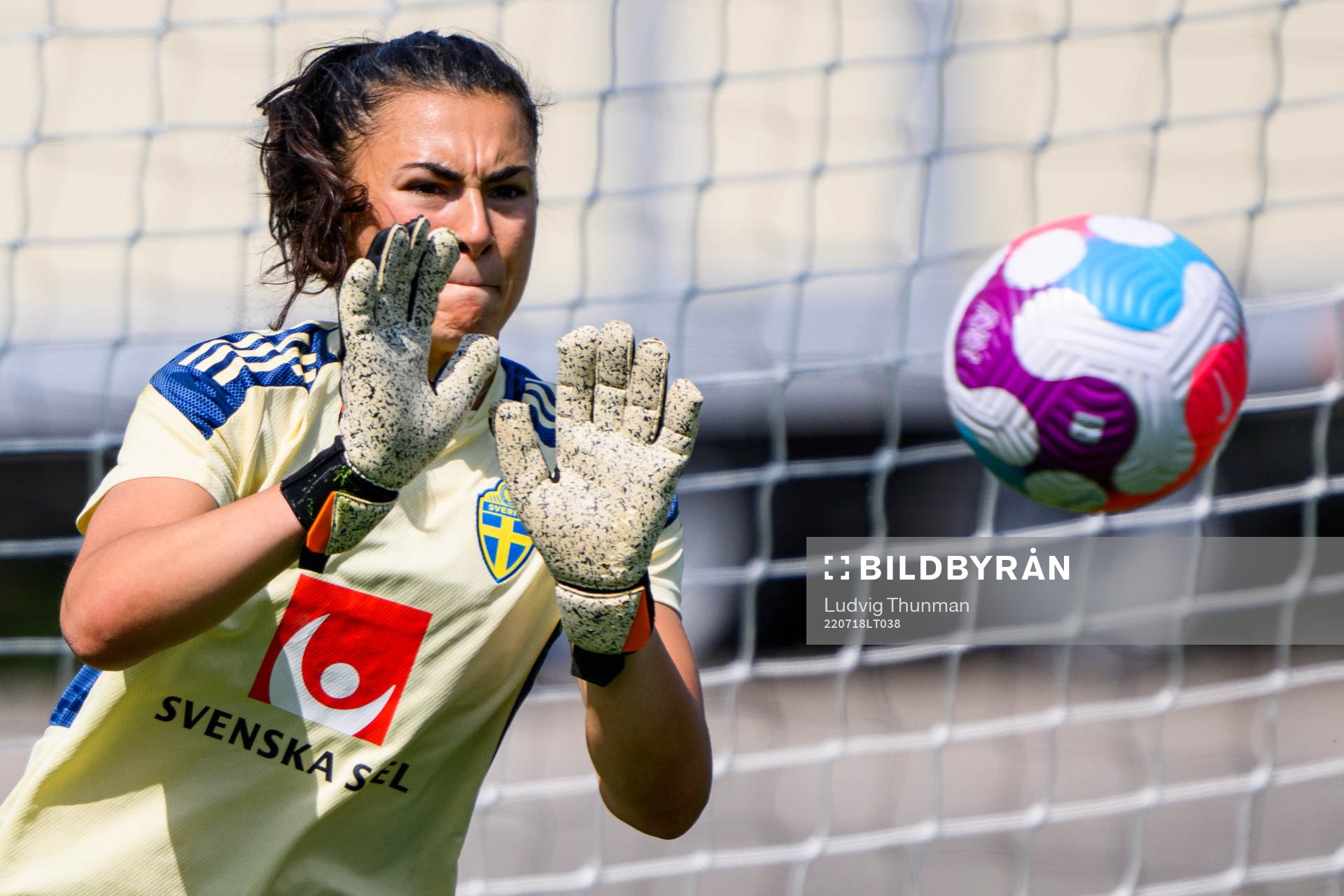 Goalkeeper Zecira Musovic of the Swedish women's national