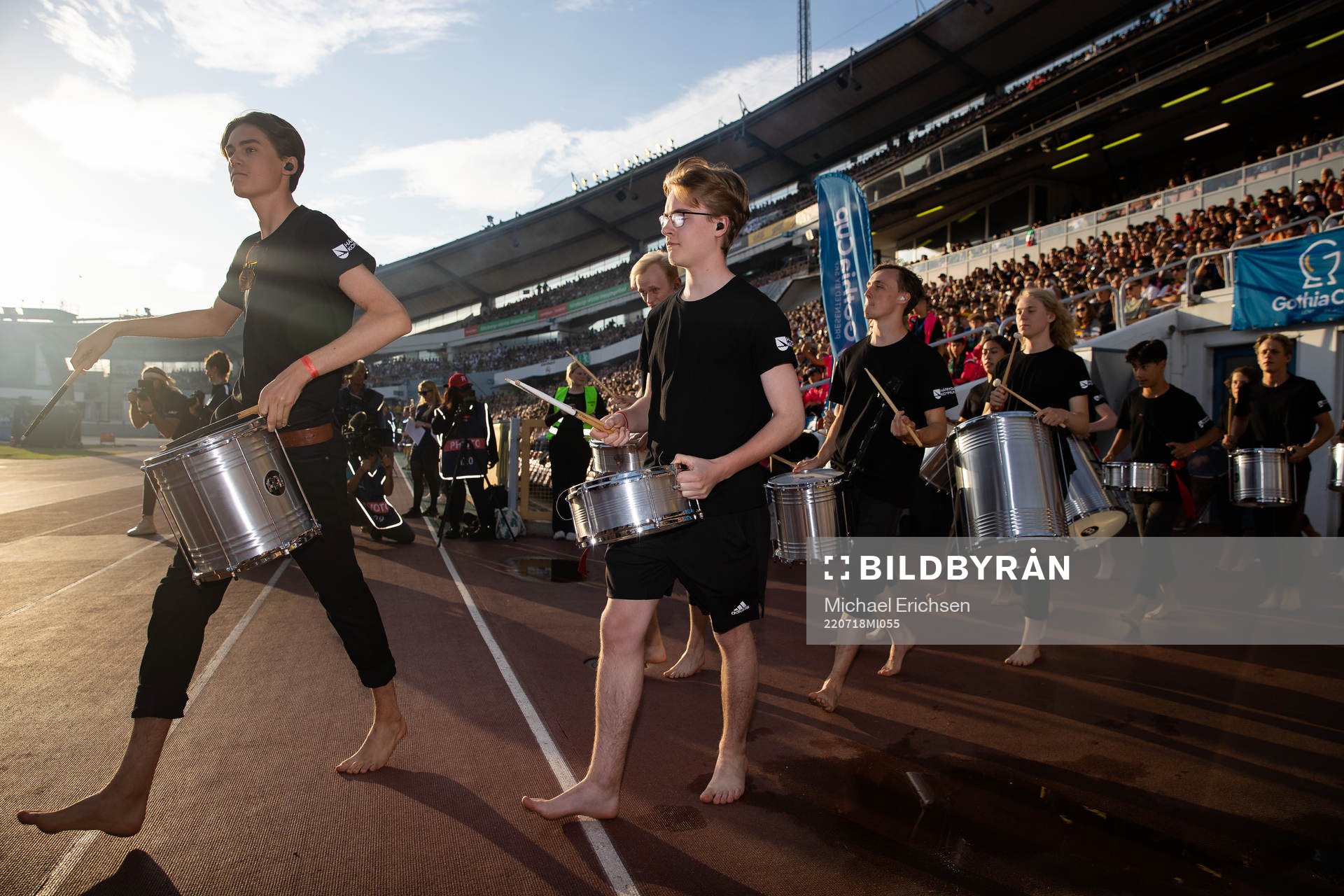 Artister under invigningen av Gothia Cup den 18 juli 2022 i Göteborg. 