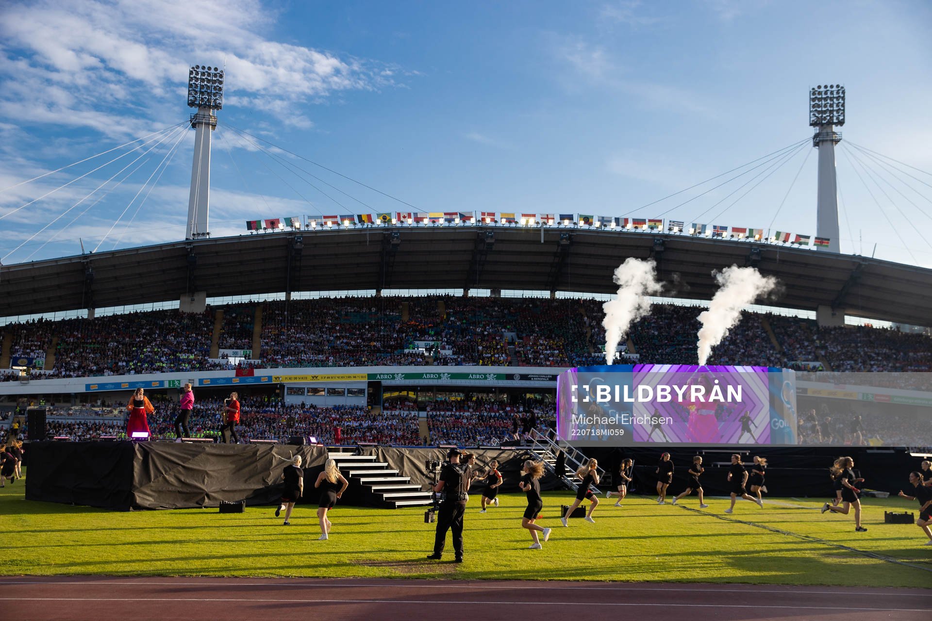 Artister uppträder under invigningen av Gothia Cup den 18 juli 2022 i Göteborg. 