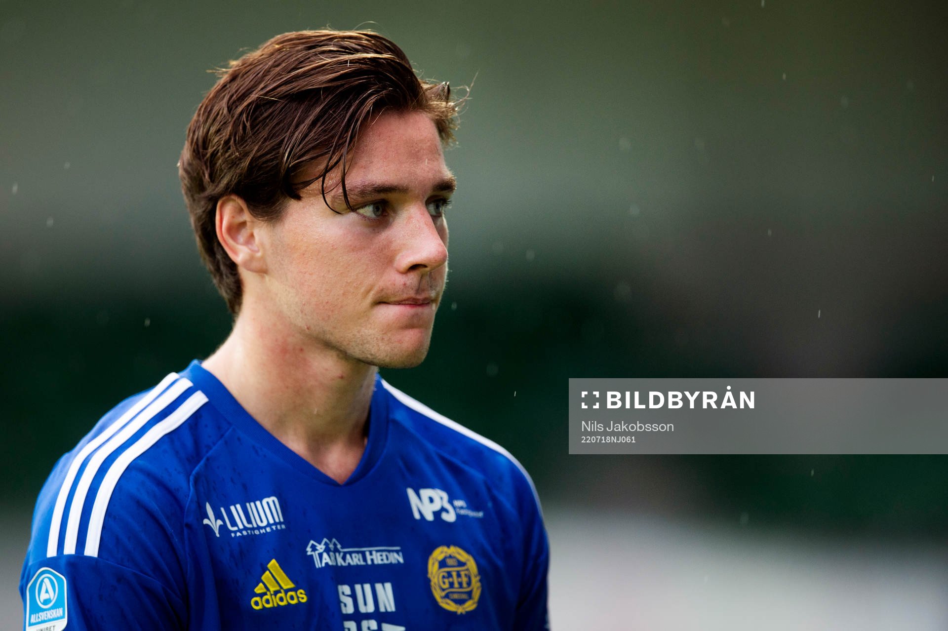 GIF Sundsvalls Alexander Larsson under fotbollsmatchen i Allsvenskan mellan GIF Sundsvall och Häcken den 18 juli 2022 i Sundsvall. 