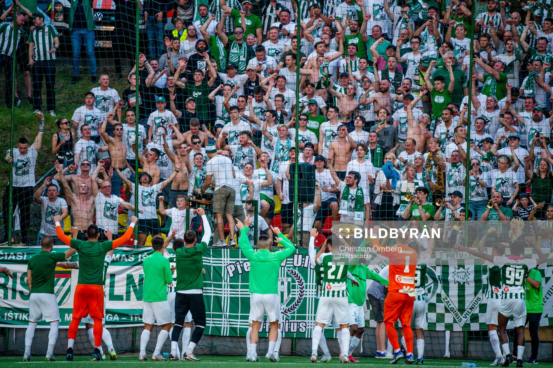 The players and supporters of FK Zalgiris celebrate
